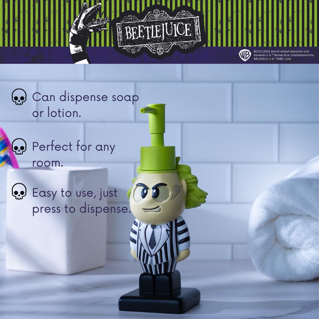 Beetlejuice Halloween Soap/Lotion/Hand Sanitizer Resin Pump Dispenser, 2.7 Ounces, (Officially Licensed Product) By Franco Colle