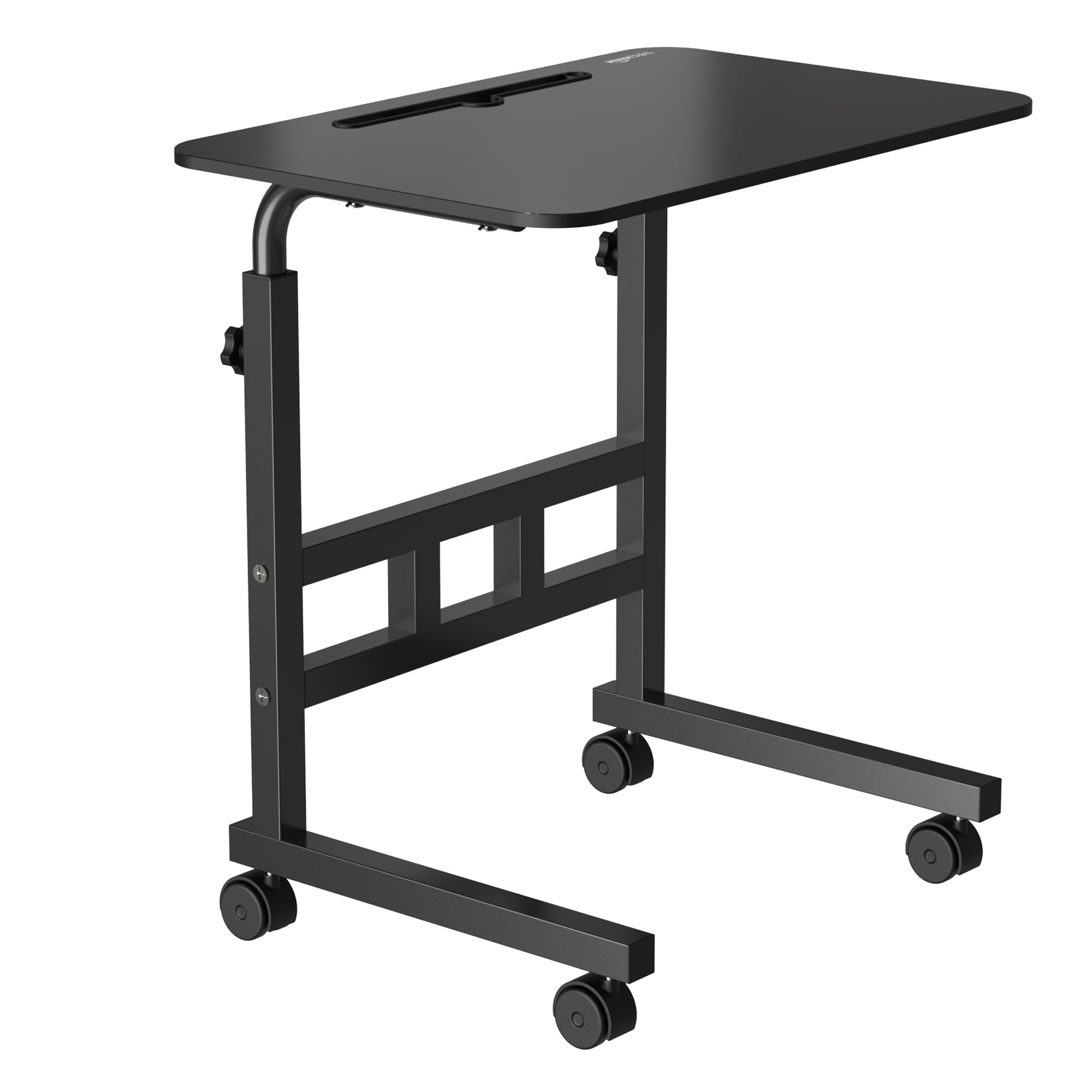 Ismart Technology Amazon Basics Adjustable Height Wooden Table With Wheels | Portable Multipurpose Table | Smooth Rolling Wheels