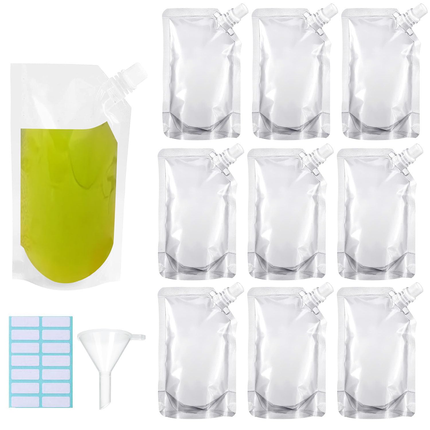 SKYPRO Reusable Drinking Flasks  3oz, 10pcs Transparent PA+PE Material, Heat & Cold Resistant, LeakProof, with Funnel