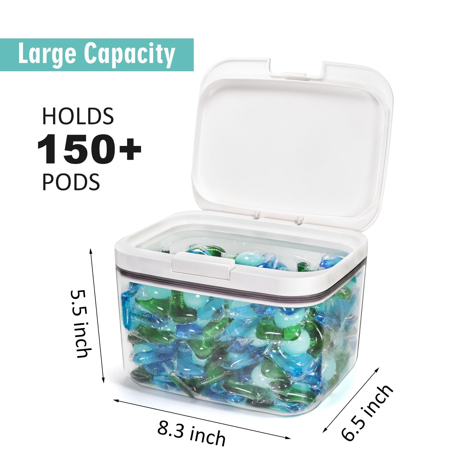Pensino Laundry Pods Container Laundry Pod Holder With Lid, Laundry Room Storage Container For Detergent Pods Laundry Powder Sce