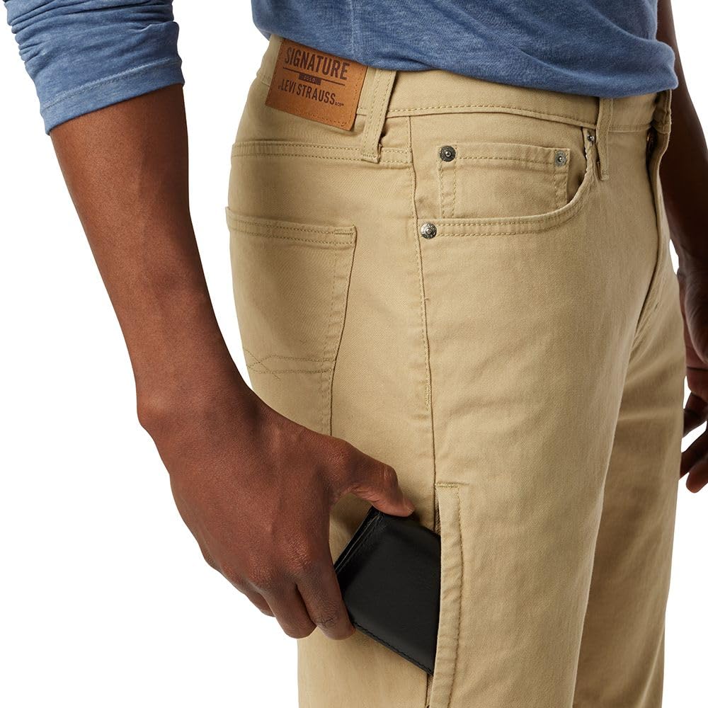 Signature By Levi Strauss  Co Gold Label Mens Athletic Tech Jeans, British Khaki, 46W X 32L