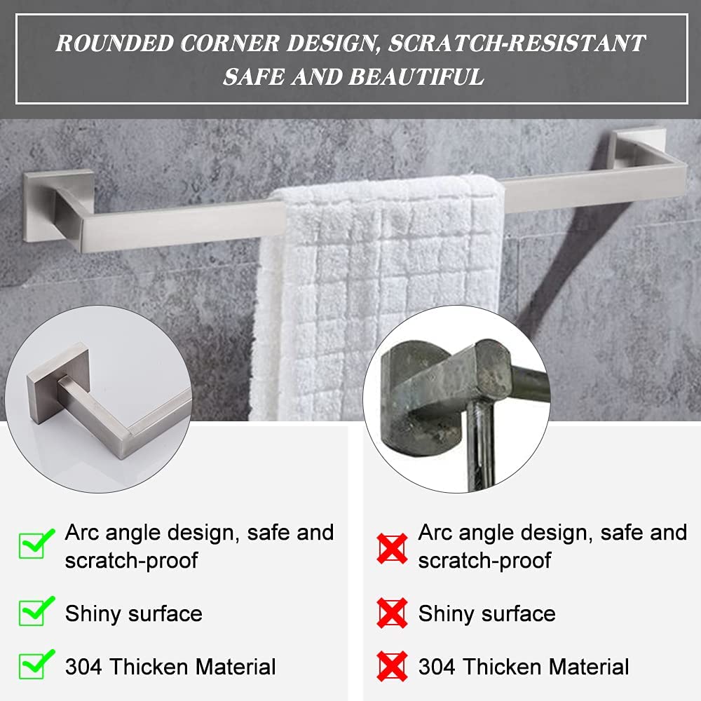 4-Piece Bathroom Hardware Accessories Set, Towel Bar Sets Include Towel Bar Towel Holder Toilet Paper Holder Towel Hook,16 Inch