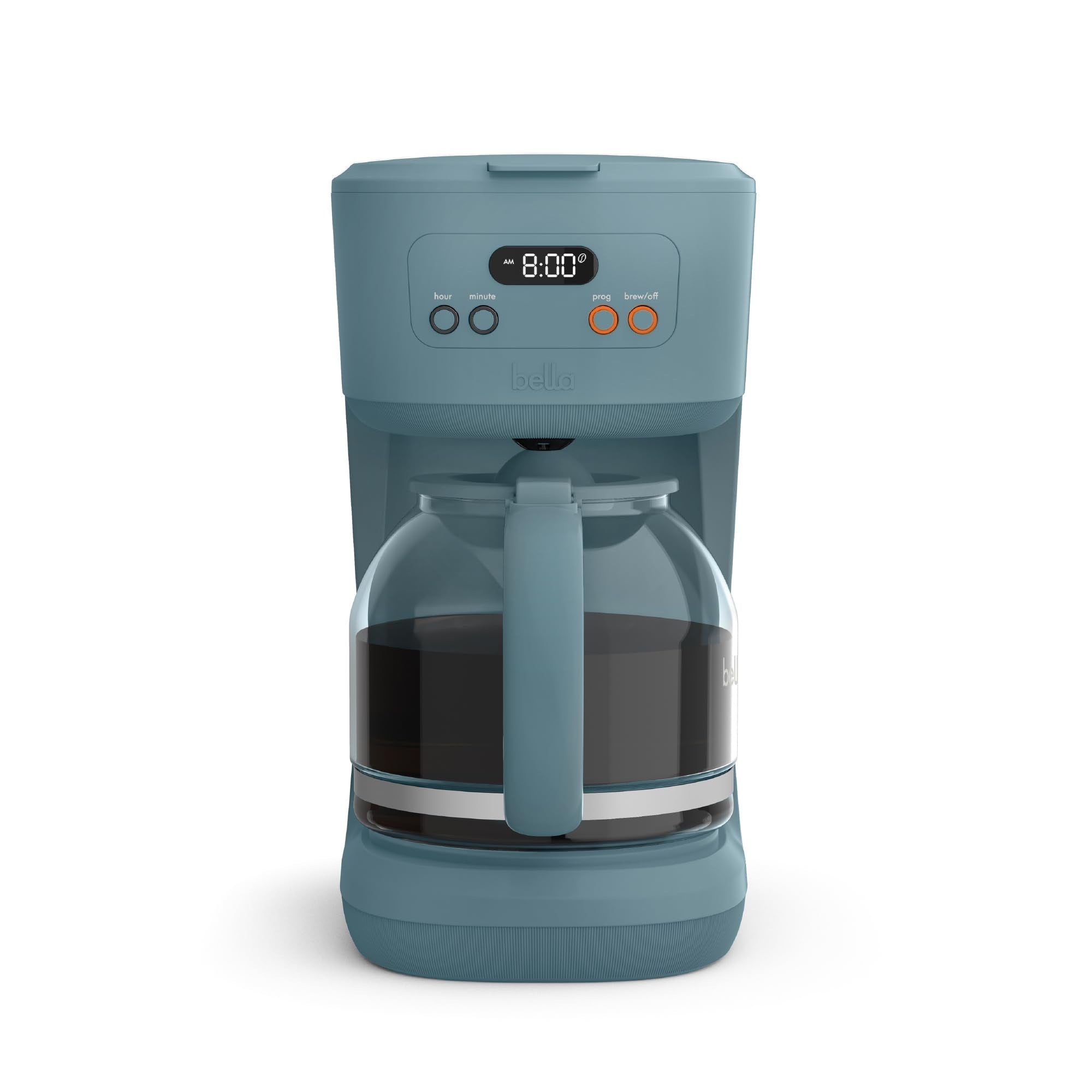 bella 12 Cup Programmable Coffee Marker, Reusable Dishwasher Safe Accessories, Easy LCD diaply, Auto Shutoff, 900 watt, Surf