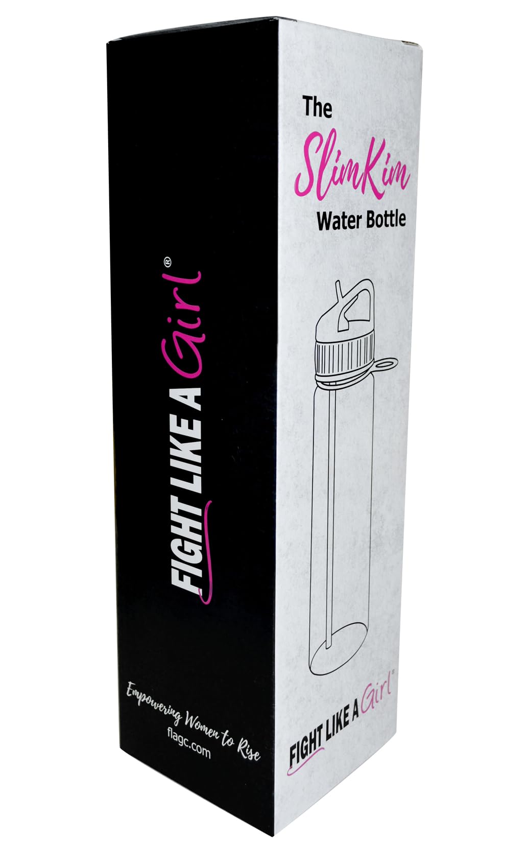 Fight Like A Girl Brave Slimkim 30 Oz Motivational Water Bottle With Time Marker & Straw For Breast Cancer Awareness - Reusable