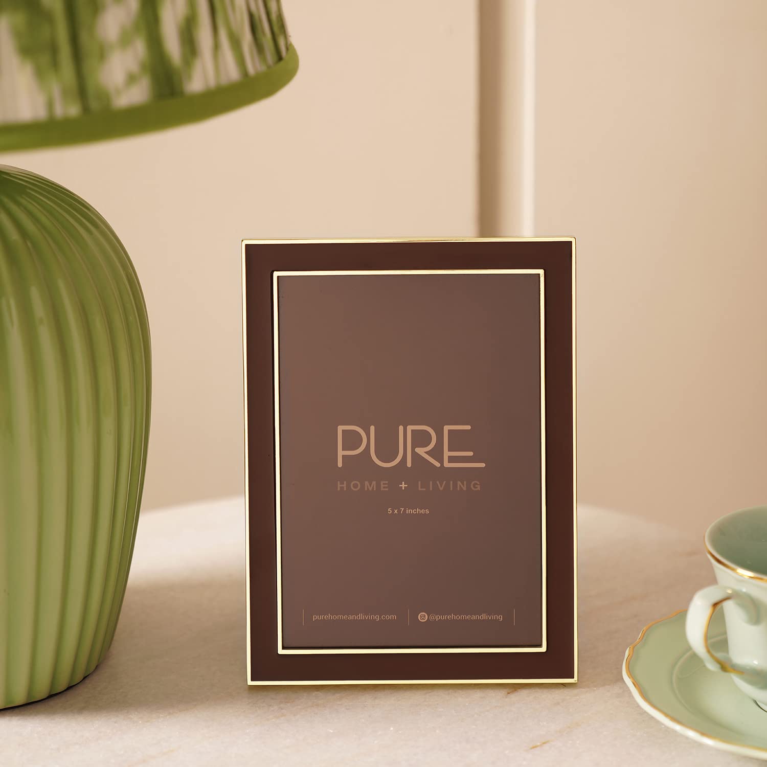 Pure Home + Living Large Gold Plated Brown Photo Frame, Tabletop Photo Frame,Decorative Picture Frames For Home Dcor, Office Des
