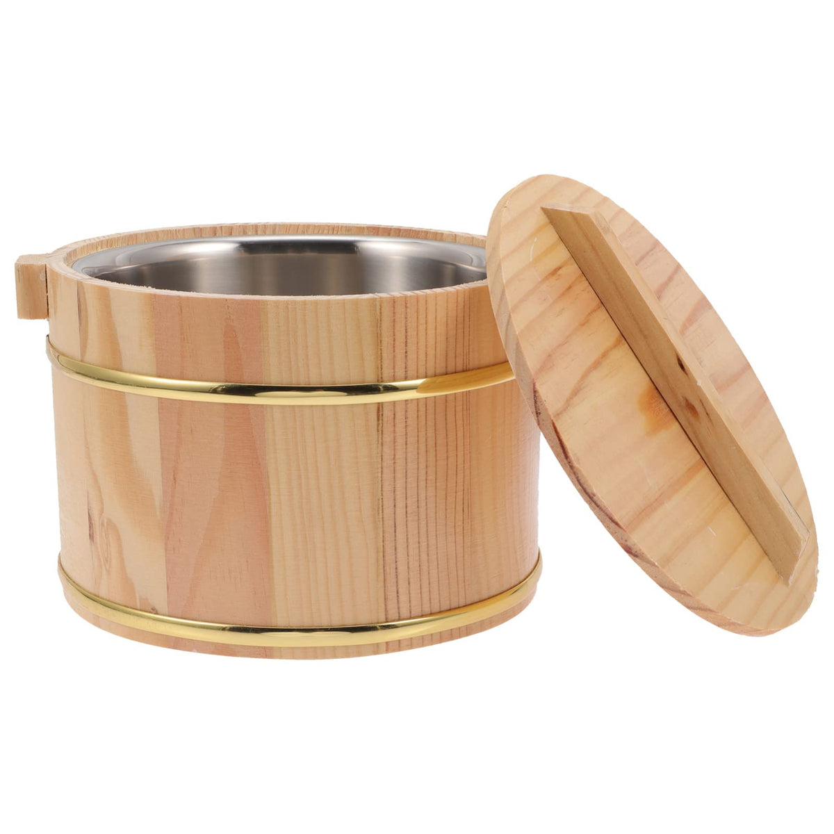 Alipis 1 Set Of Wooden Rice Bucket Rice Steamed Cask Wooden Sushi Rice Bowl Hangiri Sushi Oke Rice Mixing Tub With Lid For Home