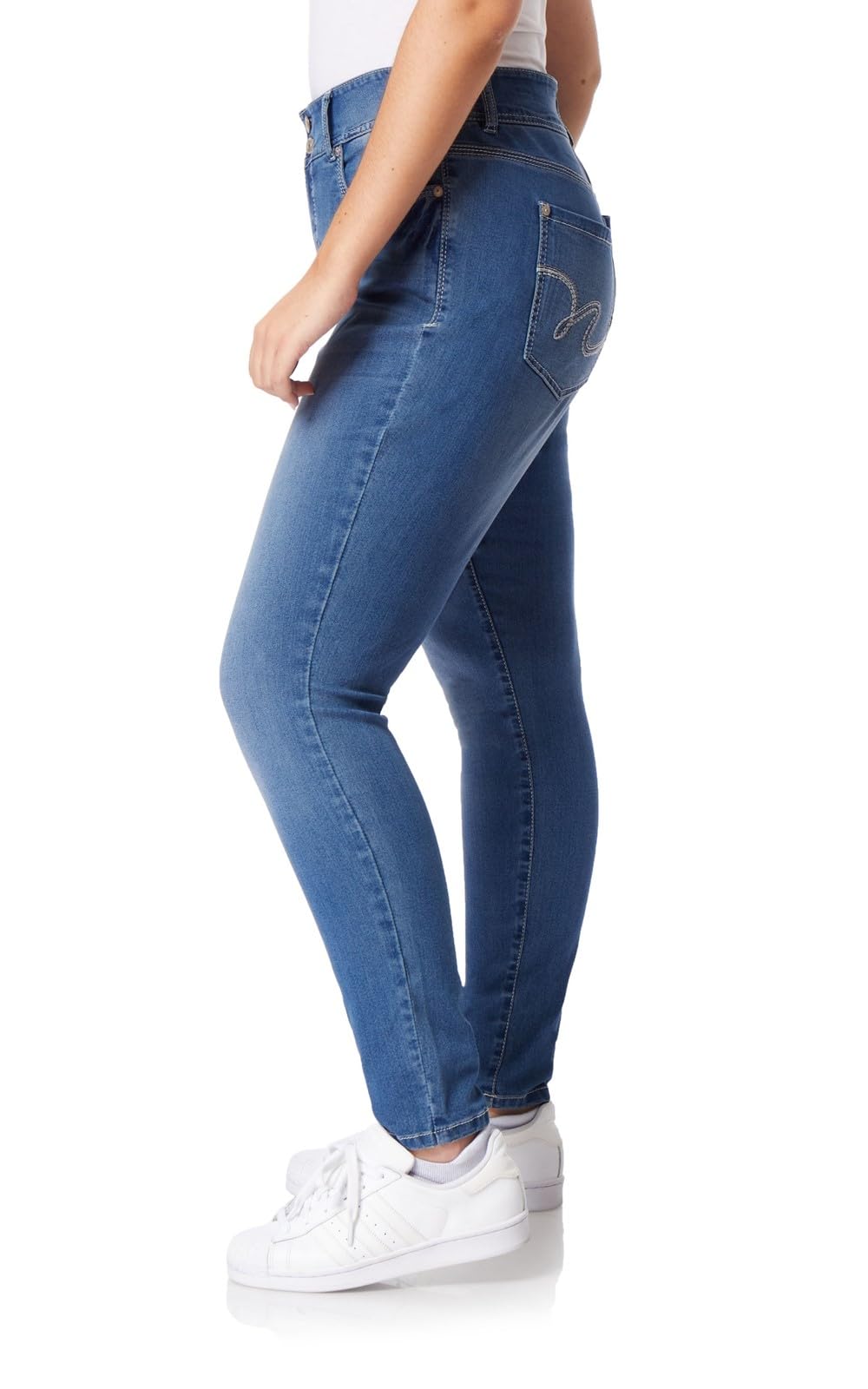 Wallflower Womens Ultra Skinny Mid-Rise Insta Soft Juniors Jeans (Standard And Plus), Florence, 14 Plus