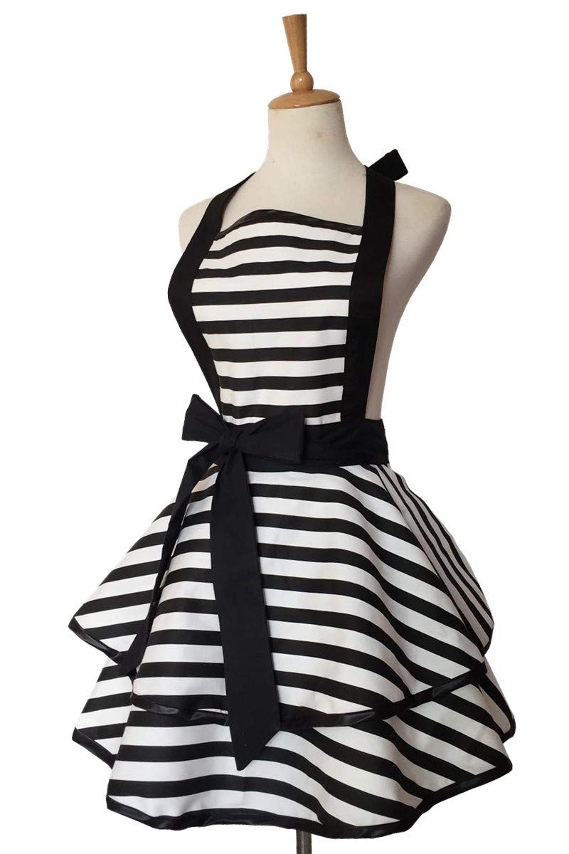 Hyzrz Lovely Handmade Cotton Retro Aprons For Women Girls Cake Kitchen Cook Apron For Mother 'S Gift (Black)