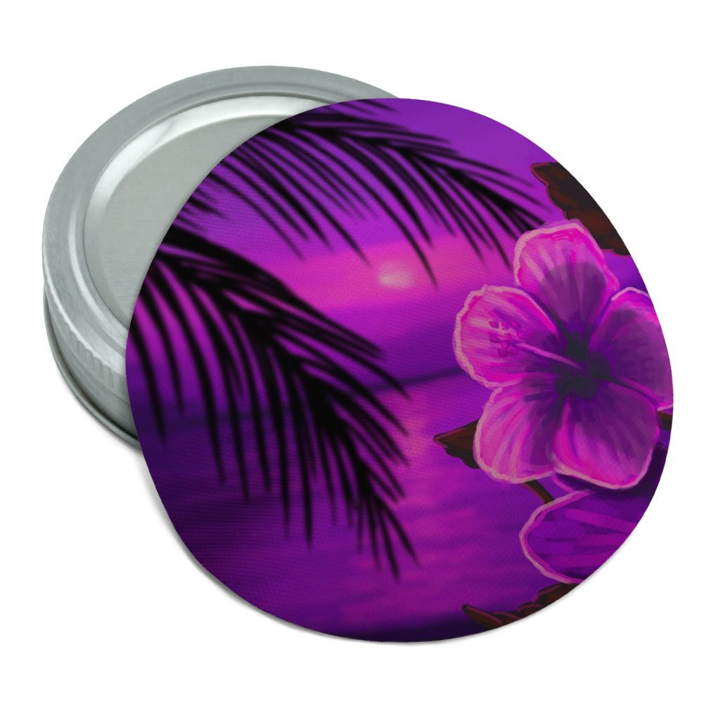 Beach Sunset Hibiscus Flower Hawaiian Purple Round Rubber Non-Slip Jar Gripper Lid Opener