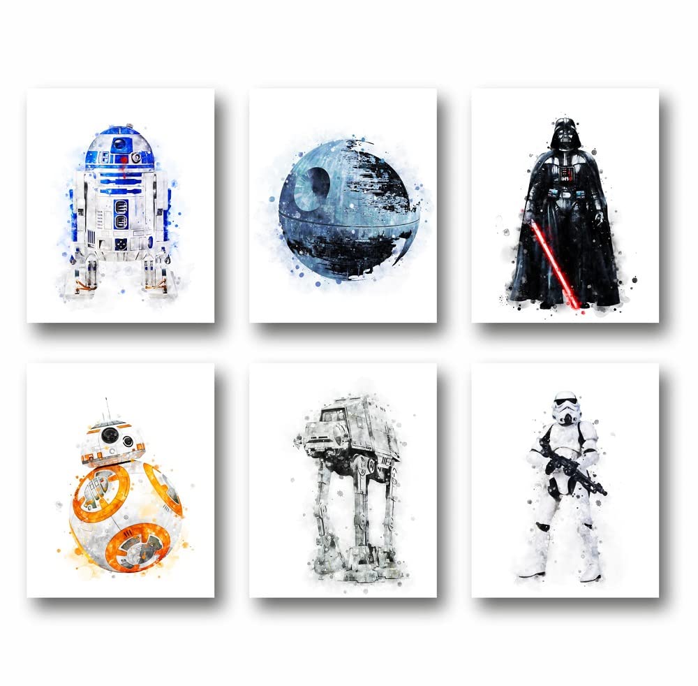 Purplehearts | Starwars Wall Art Poster Prints | Starwars Wall Art | Set Of 6 Unframed ( 8'' X 10'' ) | Posters For Boys Room |