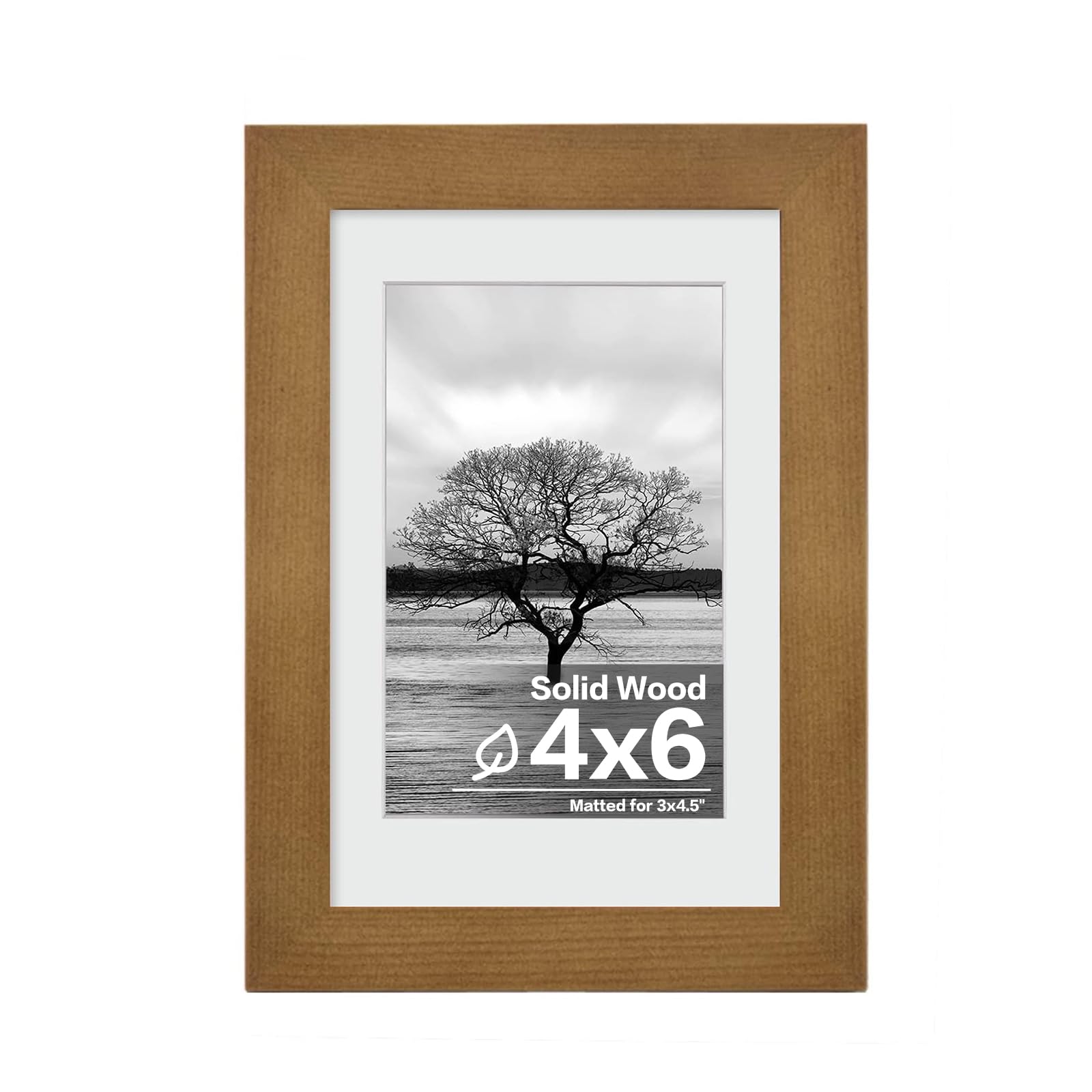 Egofine 4X6 Picture Frame - Made Of Solid Wood Covered By Plexiglass For Table Top Display And Wall Mounting Photo Frame Light B