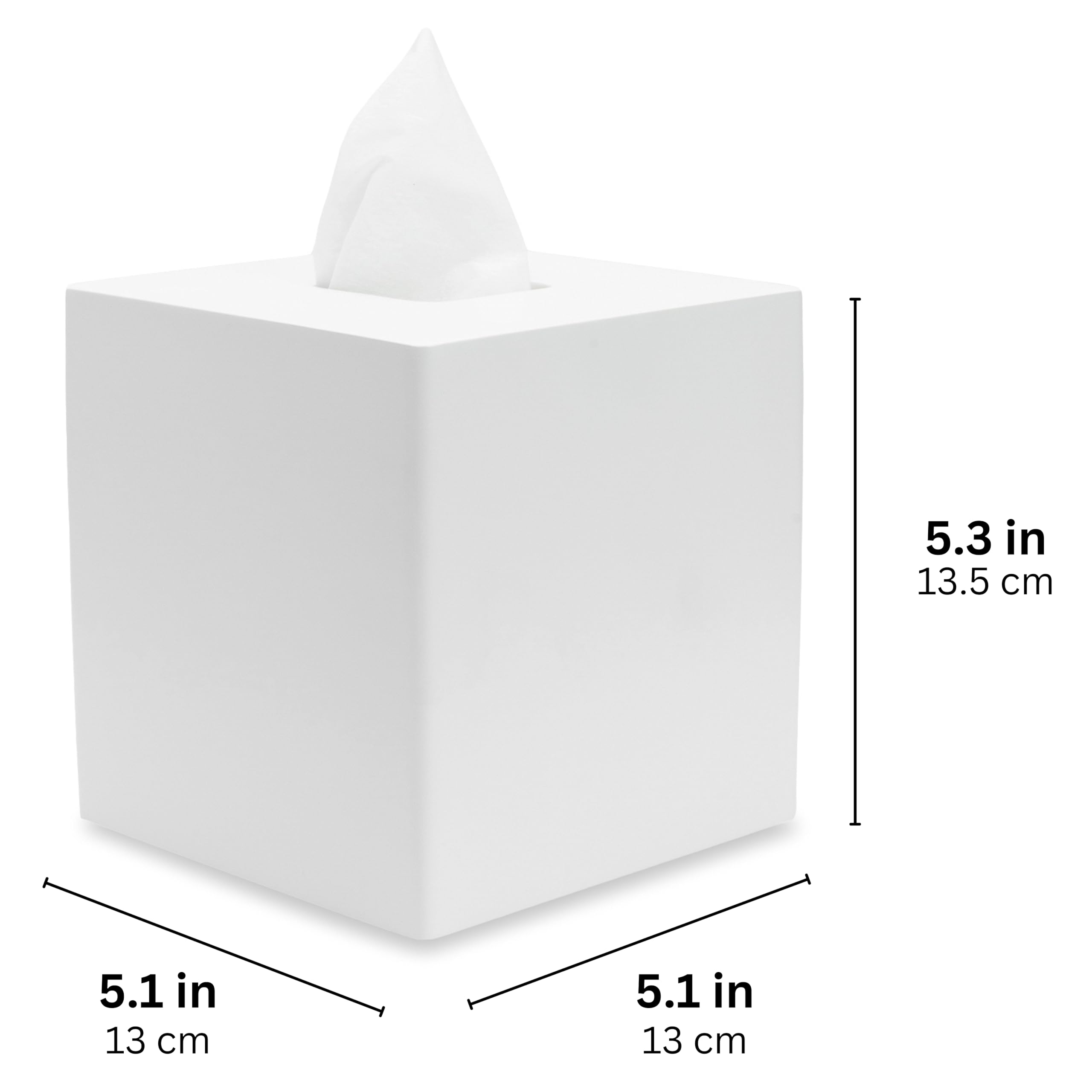 Yew Design Matte White Square Tissue Box Cover, Decorative Tissue Box Dispenser For Bathroom, Parlors, Office, Bedroom Dresser,