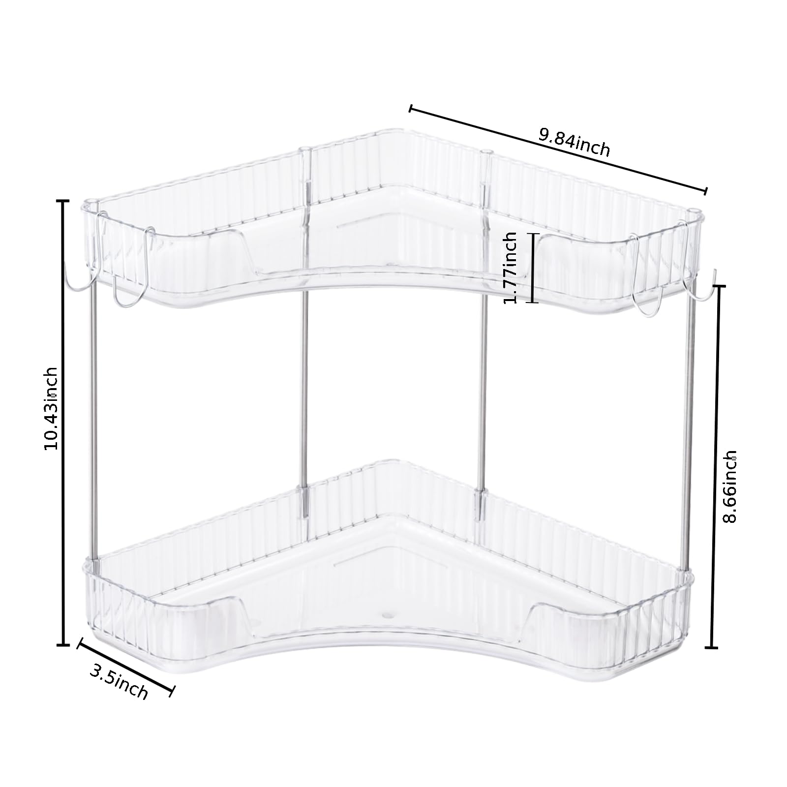 Trdongxu 2 Tier Plastic Bathroom Sink Organizer with Hooks, Corner Bathroom Counter Organizer Makeup Storage Vanity Tray for Cou