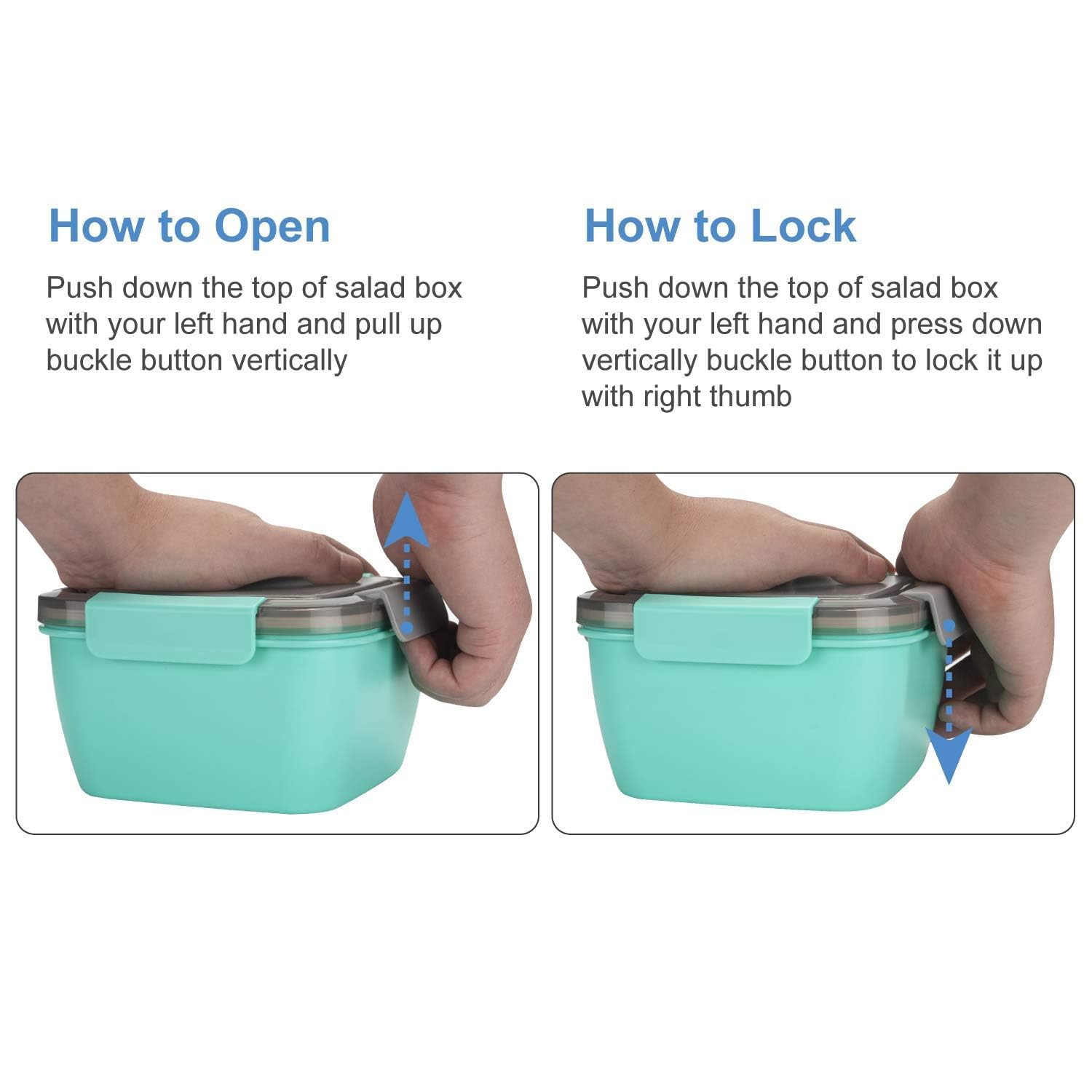 Clazkit Plastic Salad Lunch Box Container with Cutlery and Sauce Container with 5 Compartment Bento Style Tray Leak Proof Lunch