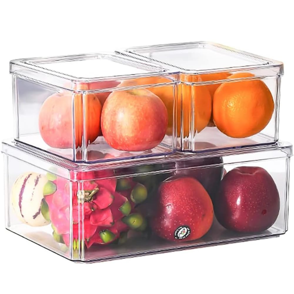 Housewarming Fridge Storage Boxes Set Of 3 - Fridge Storage Containers, Stackable & Bpa Safe Container For Kitchen Storage Set, 