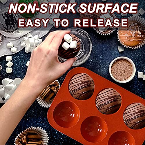 Lerykin 6 Holes Medium Semi Sphere Silicone Molds, 3 Packs Half Sphere Silicone Baking Molds For Making Chocolate, Cake, Jelly,