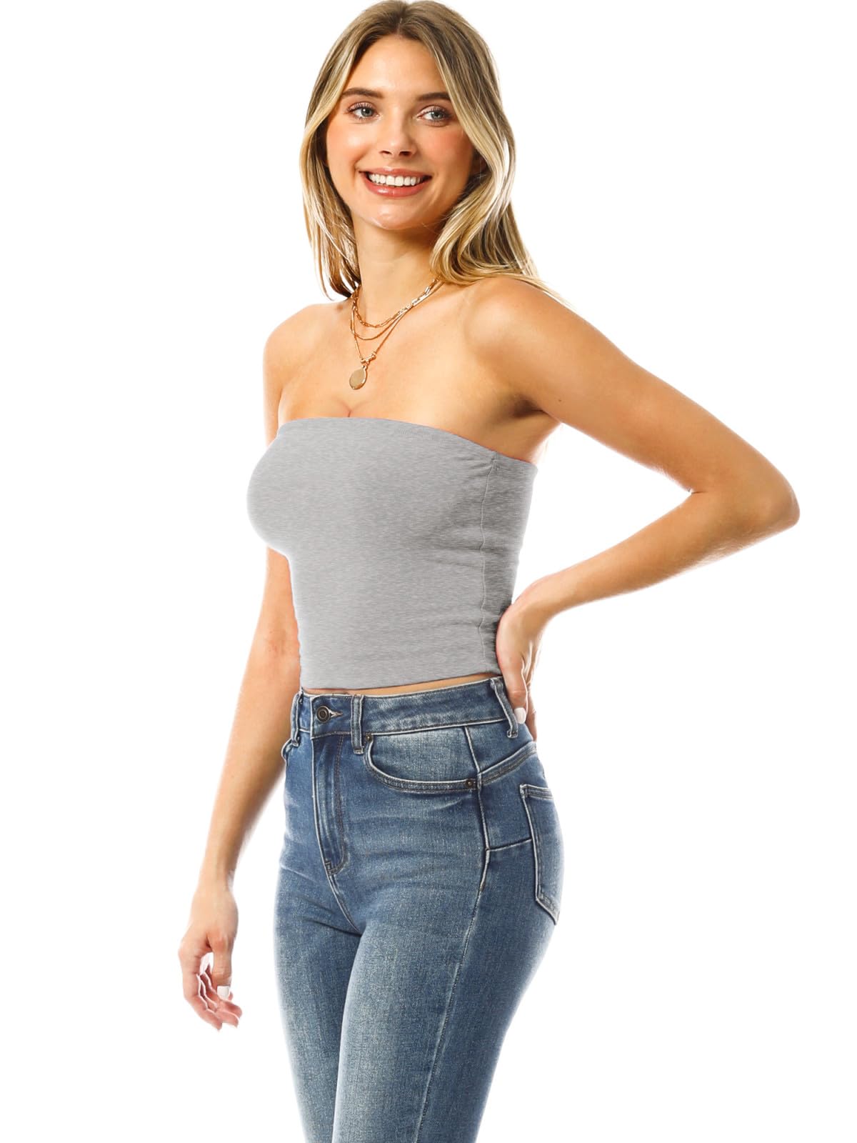 Mixmatchy Womens Causal Strapless Basic Sexy Tube Top 3Pack - Blackhgreywhite S