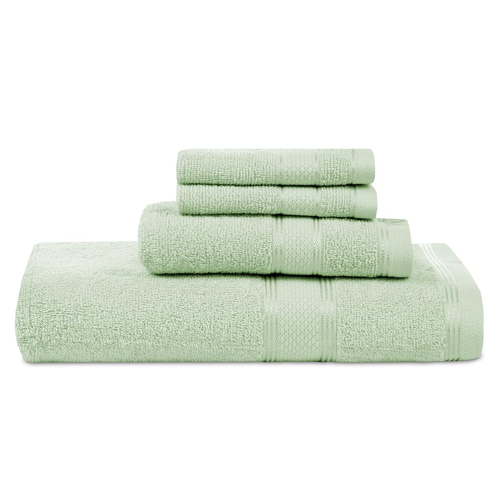 Casa Lino 4 Piece Bath Towel Set | 1 Bath Towel, 2 Wash Cloth, 1 Hand Towels | Bathroom Essentials For New Home, 100% Cotton Lux