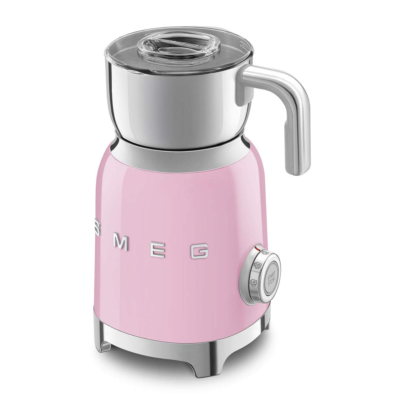 Smeg Retro 50'S Style Milk Frother With 2 Disks 6 Preset Programs Hot Or Cold Frothing And Induction Heating (Pink)