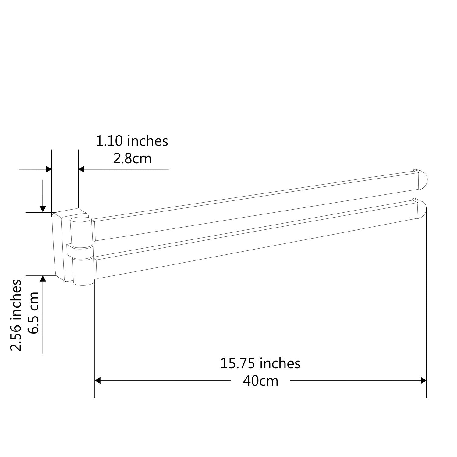 BGL Swivel Towel Bar Brushed Nickel Two Arms Wall Mount Towel Hanger Holder for Bathroom Organizer