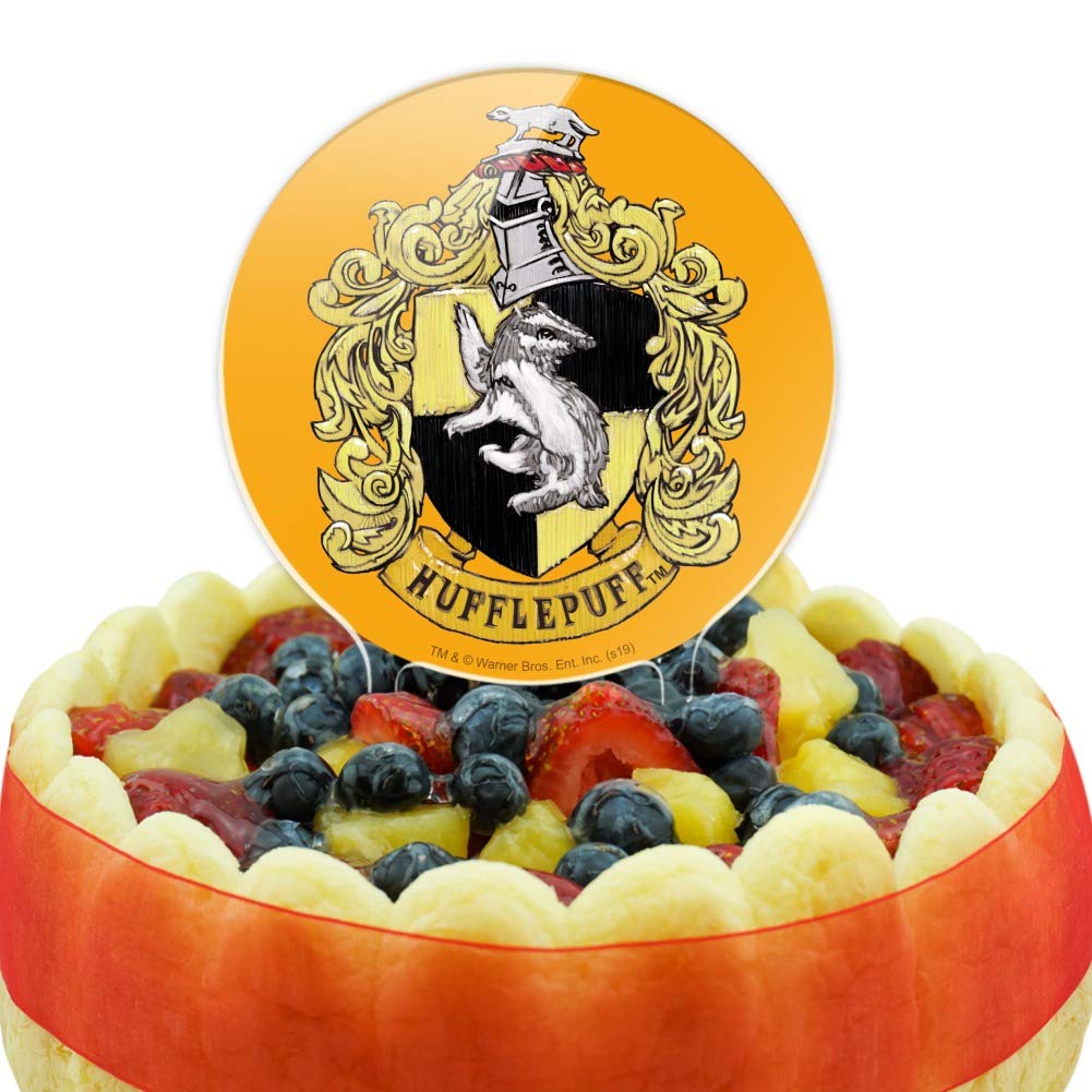 Acrylic Harry Potter Hufflepuff Painted Crest Cake Topper Party Decoration For Wedding Anniversary Birthday Graduation