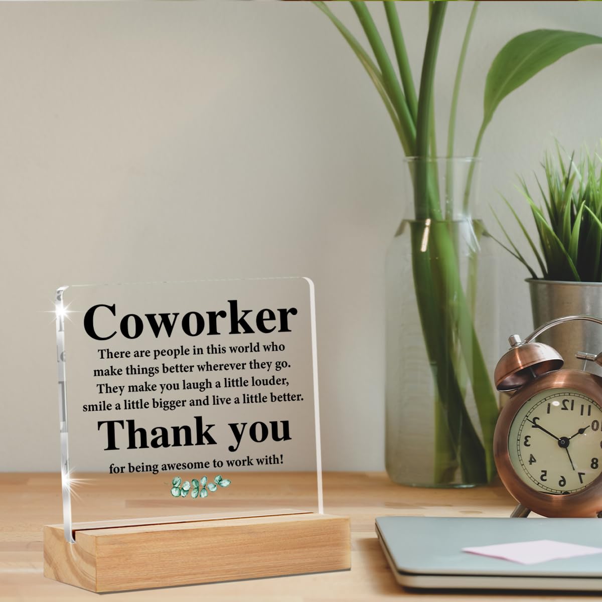 Thank You Gifts for Colleagues Coworkers Employee Work Besite, Appreciation Gifts for Colleagues Clear Desk Decorative Sign Offi