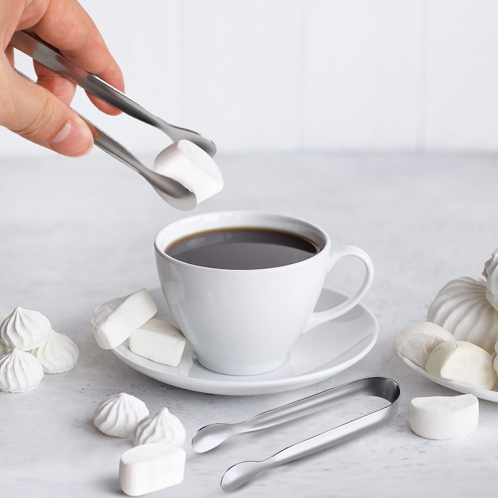 Jcren 12 Pack Serving Tongs, Small Serving Utensils For Catering, Food-Grade 304 Stainless Steel Serving Tongs Appetizer Tongs S