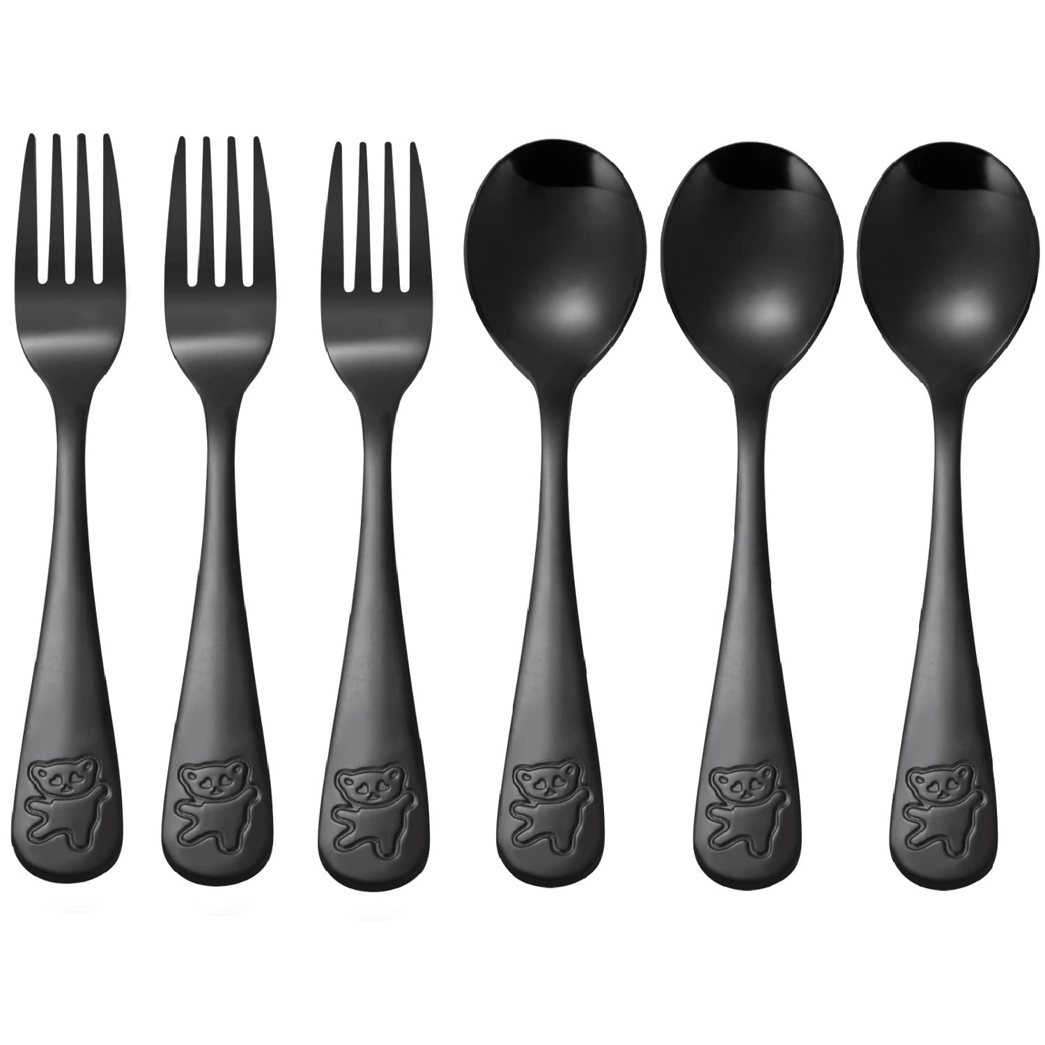 6 Pieces Kids Silverware Stainless Steel Toddler and Child Utensils, Childrens Safe Forks and Spoons Metal Cutlery Set, Engraved