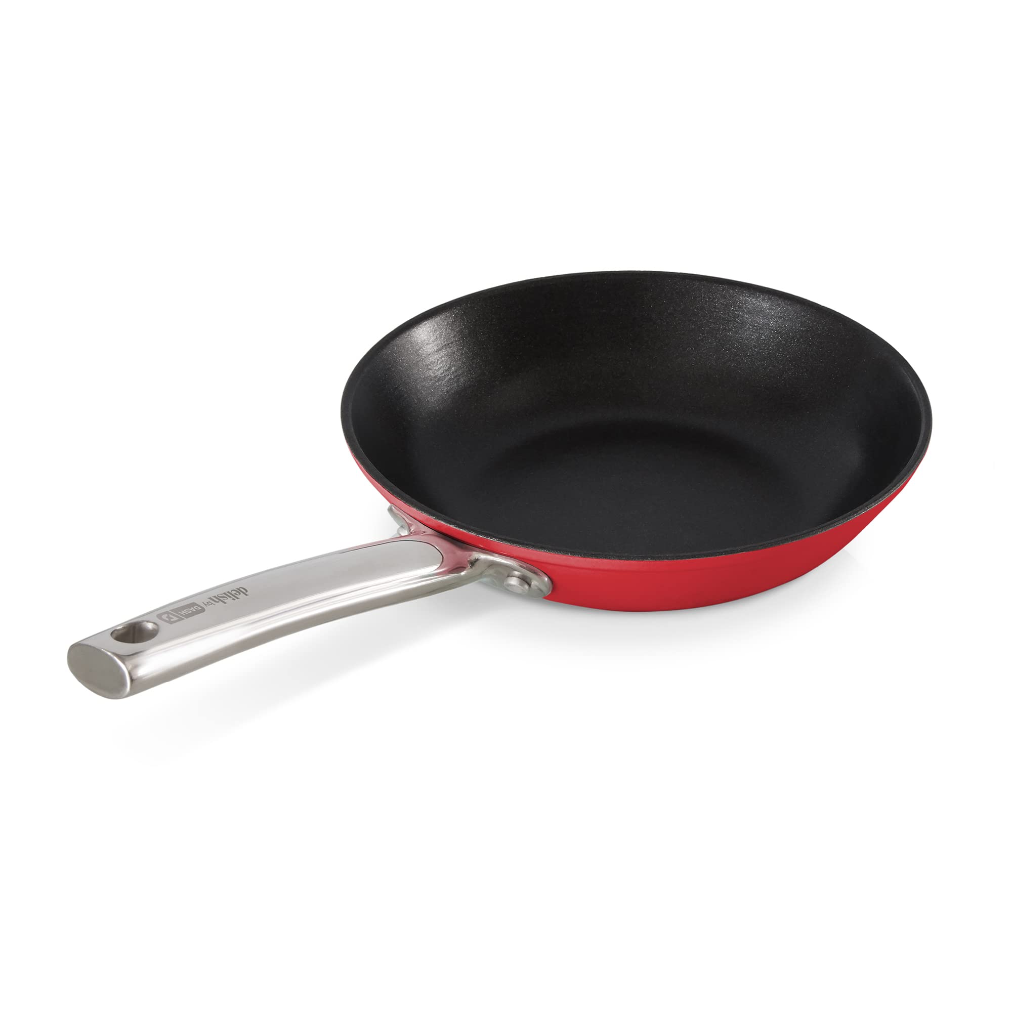 Dash Delish 10'' Lightweight Cast Iron Pan For Pancakes, Sauces, Vegetables, Pasta, And More - Red
