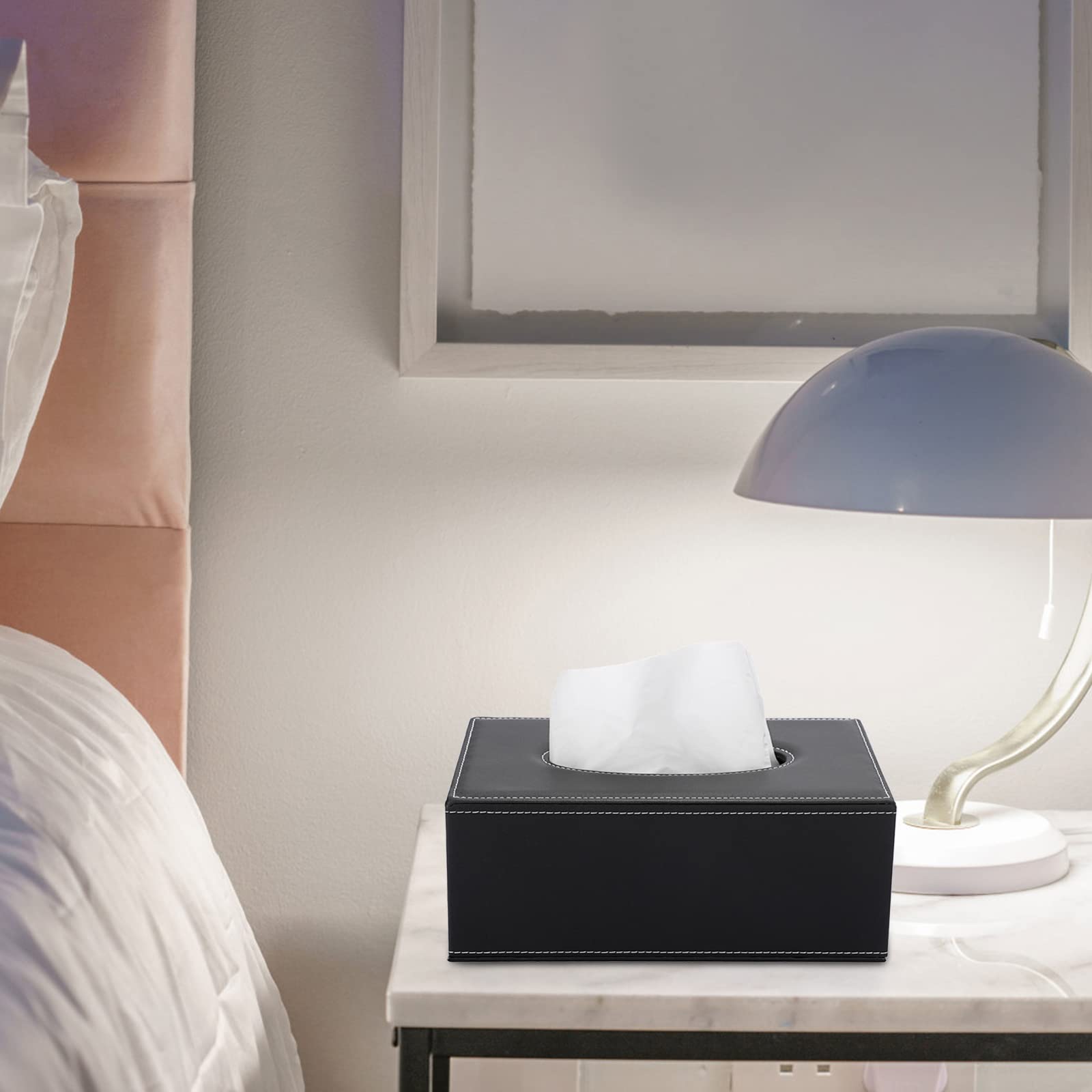 Sumnacon Tissue Box Cover Rectangle Leather Tissue Box Stylish Tissue Box Holder With Magnetic Bottom, Decorative Pu Tissue Cove