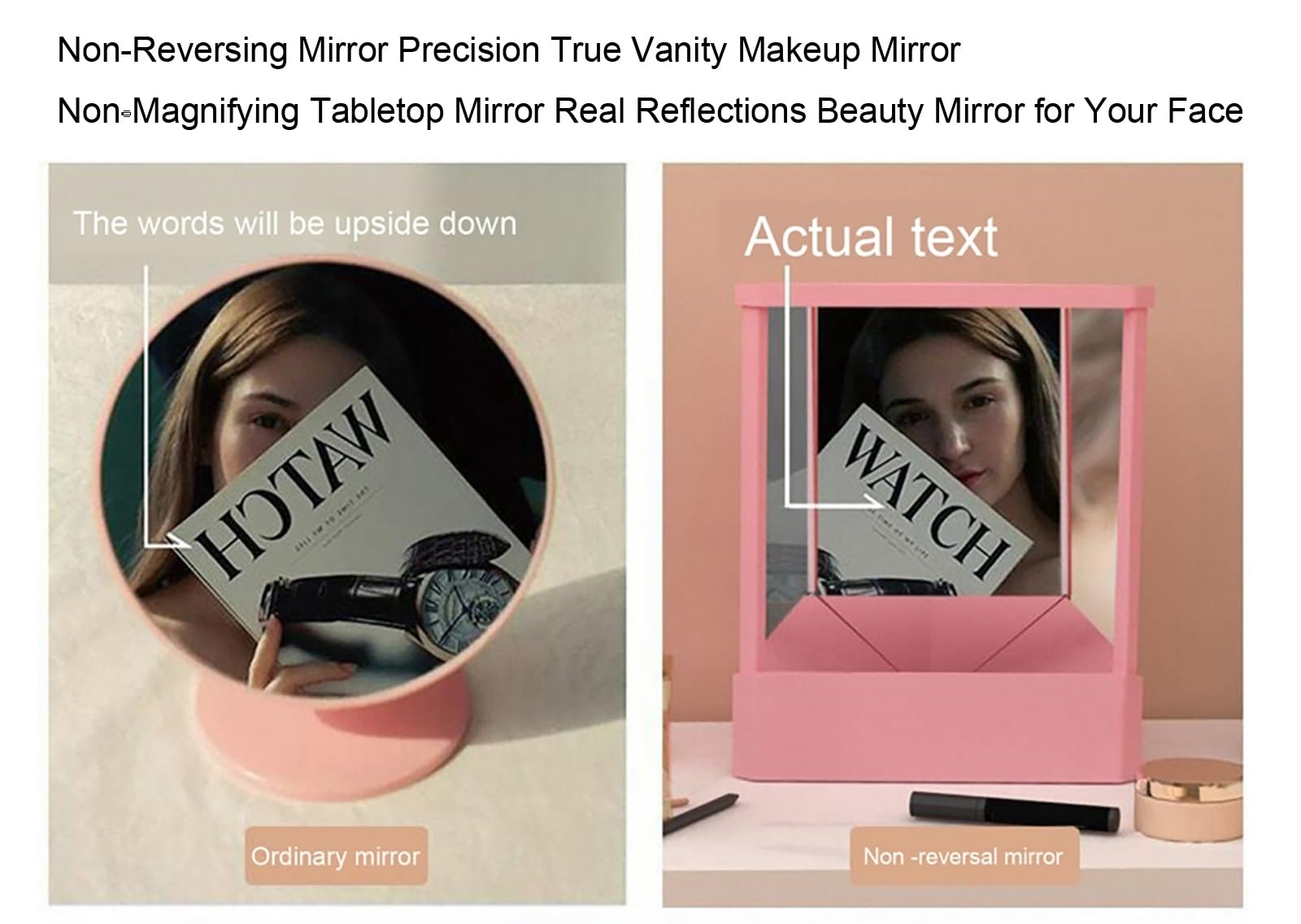 Abpwo Non-Reversing Mirror, True Mirror Non Reversing Real Me, Small True Mirror For True Image, Reversal Mirror, Inverted Mirro