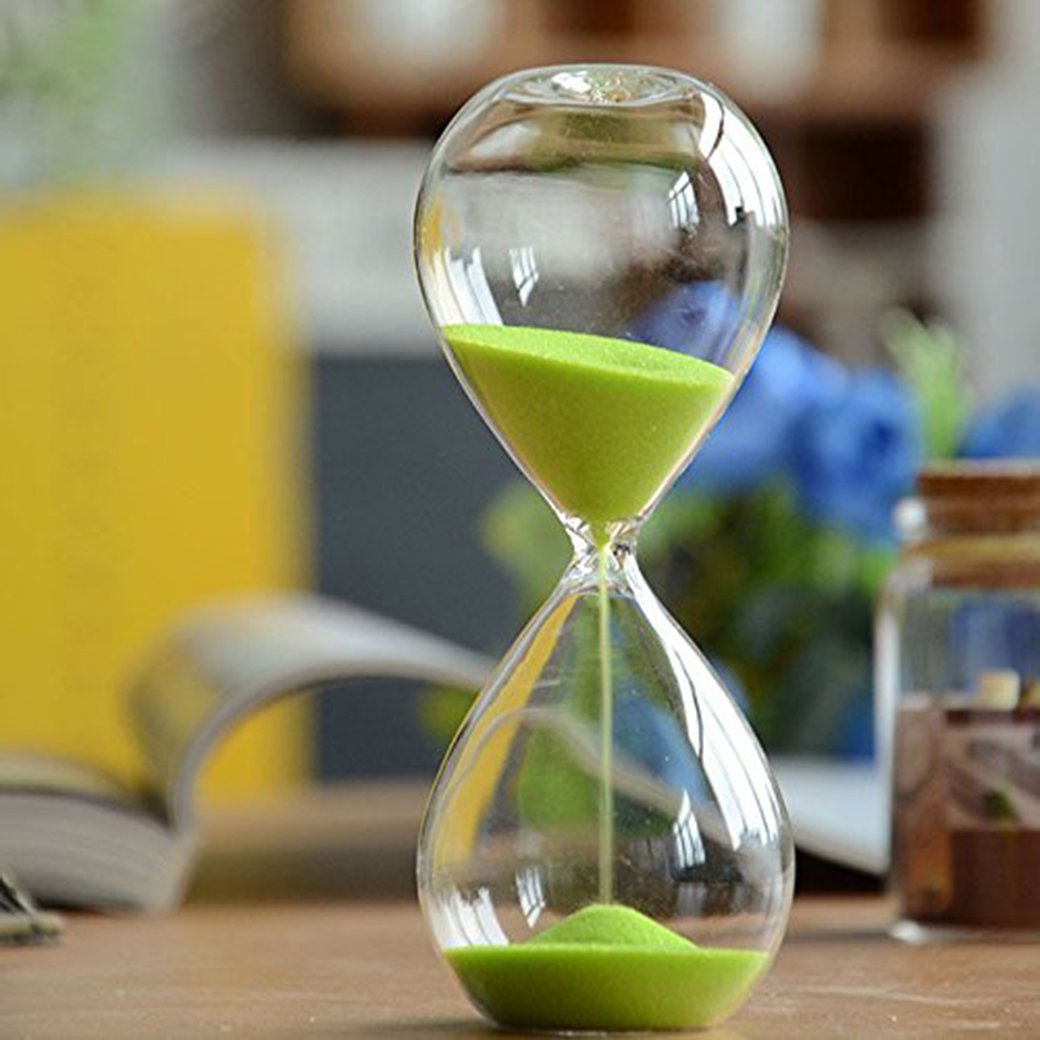 Large Fashion Colorful Sand Glass Sandglass Hourglass Timer Clear Smooth Glass Measures Home Desk Decor Xmas Birthday Gift (Gree