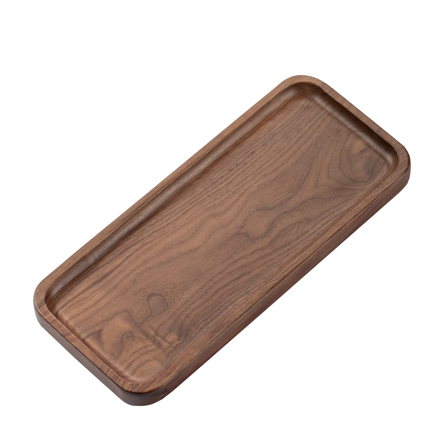Muso Wood Walnut Serving Tray Solid Wood Small Tray Rectangle Platter Bathroom Tray Dinner Tray Tea Tray Coffee Tray (11.8 X 5 I