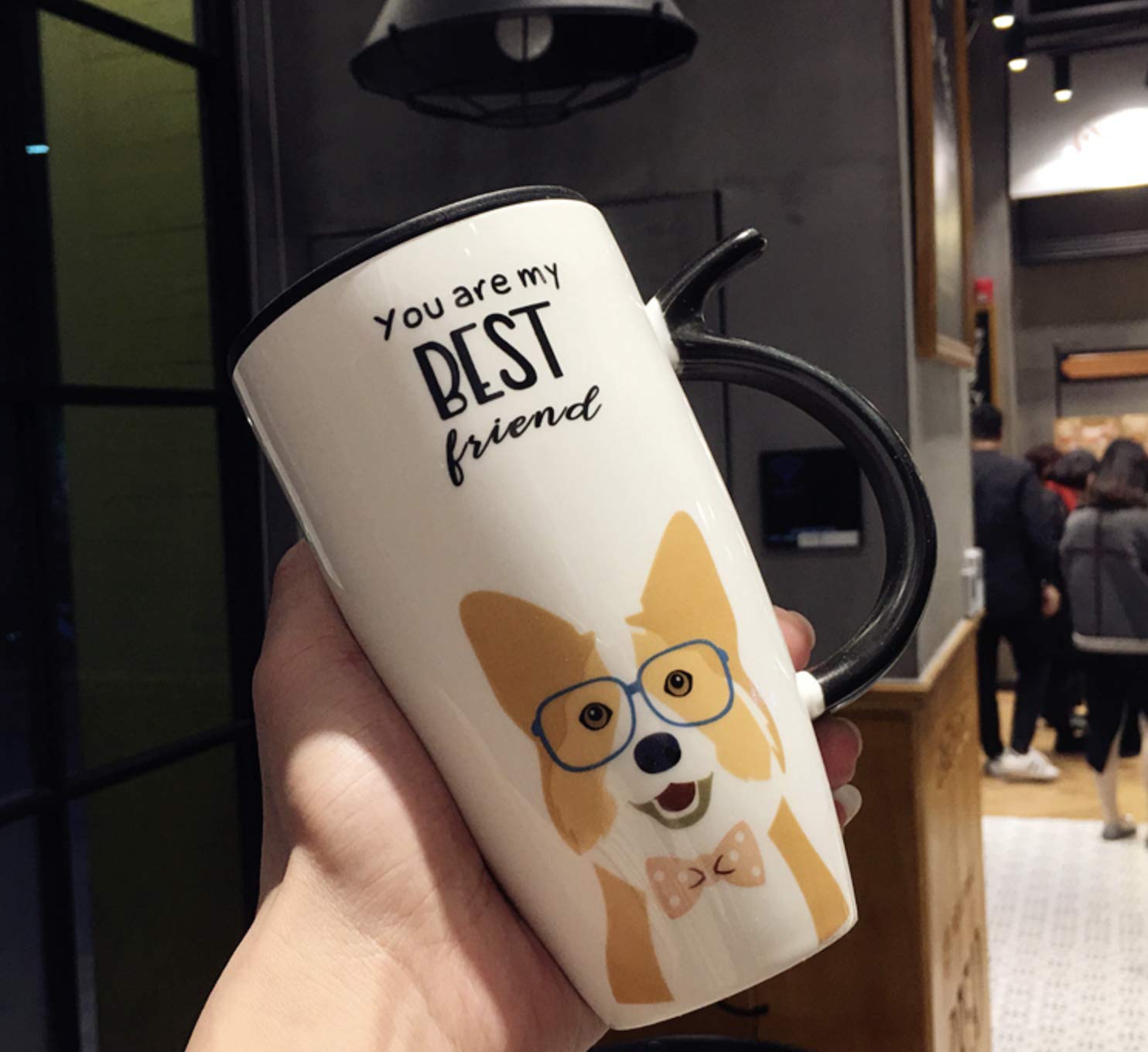 Nayothecorgi Corgi Mug Set W/Lid, Metal Straw & Spoon - Ceramic Mug - Best Friend Coffee Tumbler With Lid And Straw - Reusable C
