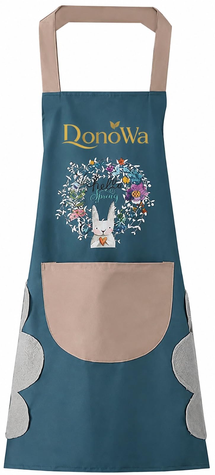 Donowa Cotton Kitchen Apron With Floral Bunny Print