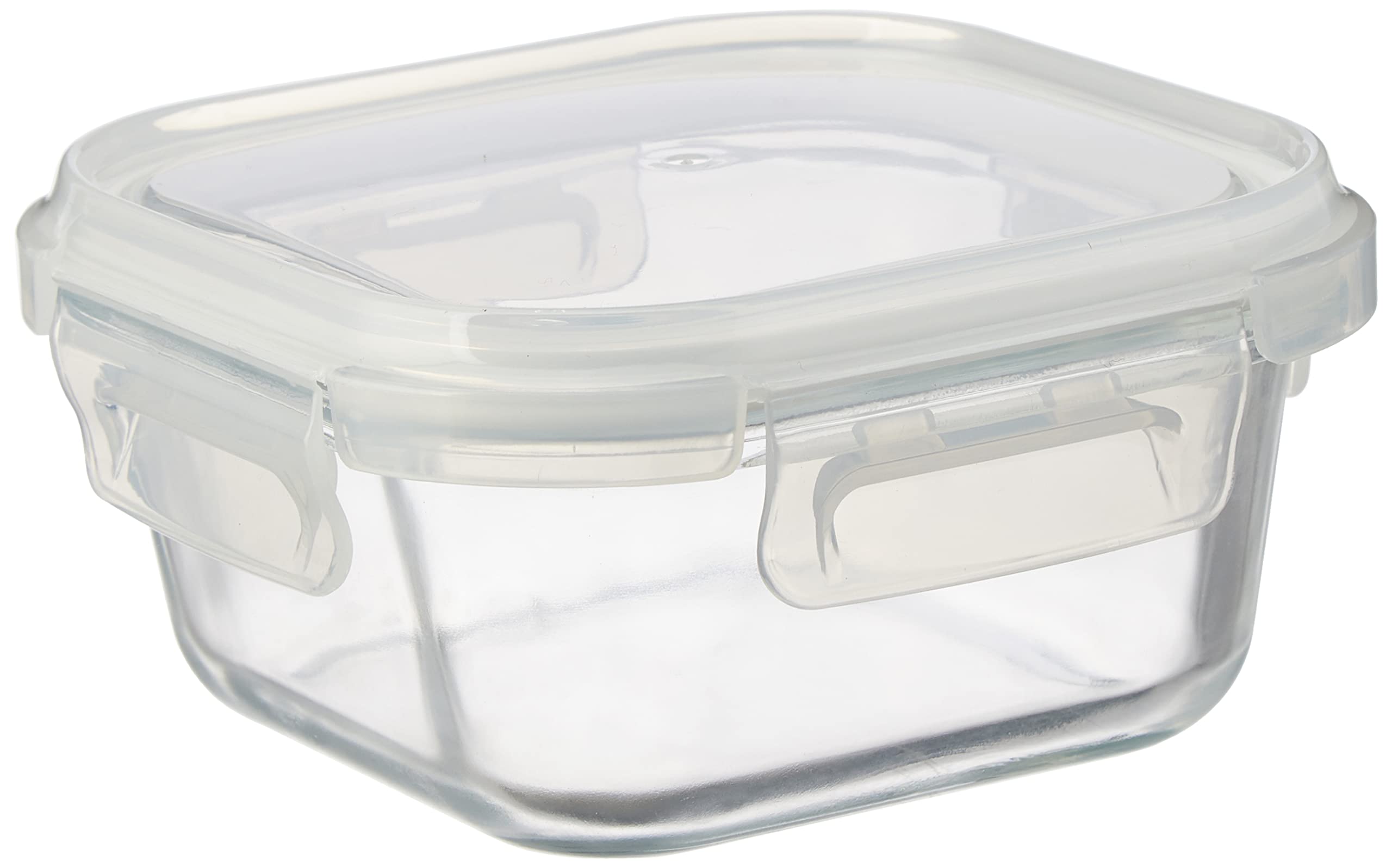 Amazon Brand  Solimo Borosilicate Glass Container With Lids For Kitchen/Tiffin, Square (520 Ml),Transparent