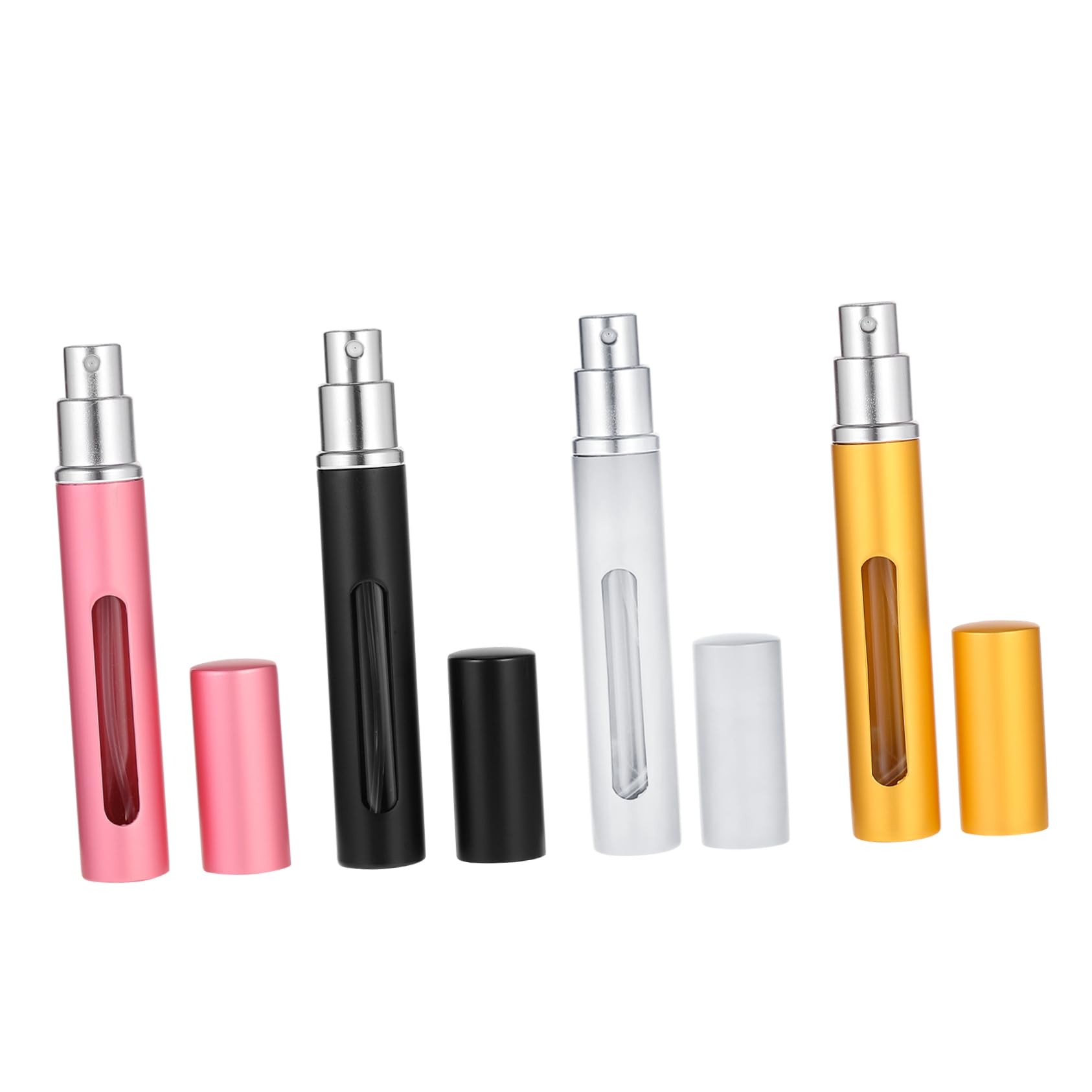 DEARMAMY 4Pcs 5ml Refillable Perfume Spray Bottles Portable Travel Glass Containers for Fragrance Essential Oils and Personal Ca