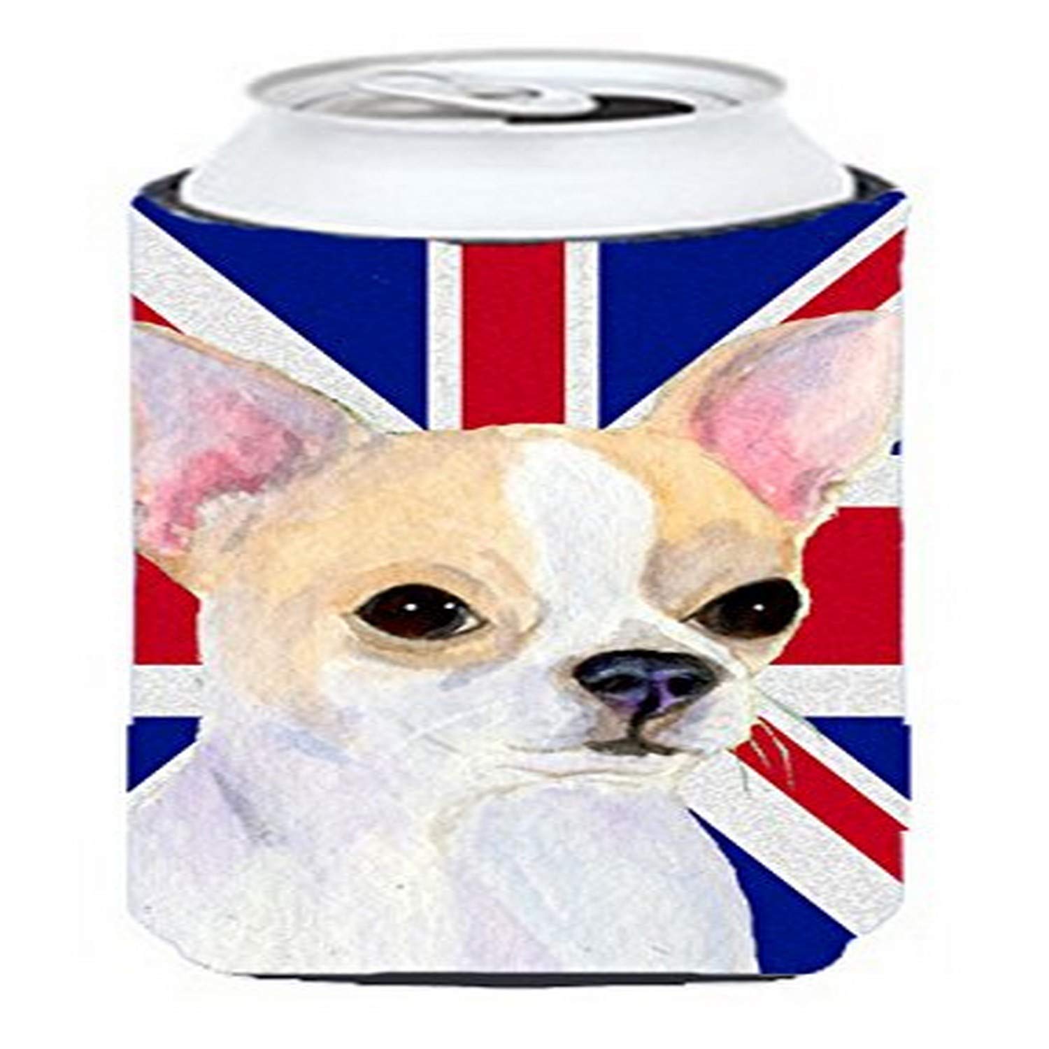 Caroline'S Treasures Ss4916Tbc Chihuahua With English Union Jack British Flag Tall Boy Hugger Can Cooler Sleeve Hugger Machine W