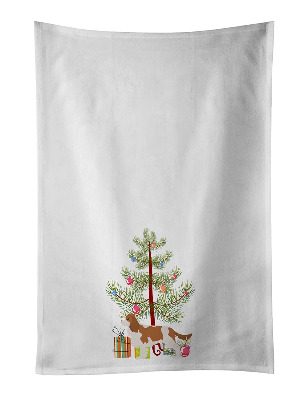 Cavalier King Charles Spaniel Merry Christmas Tree White Kitchen Towel Set of 2