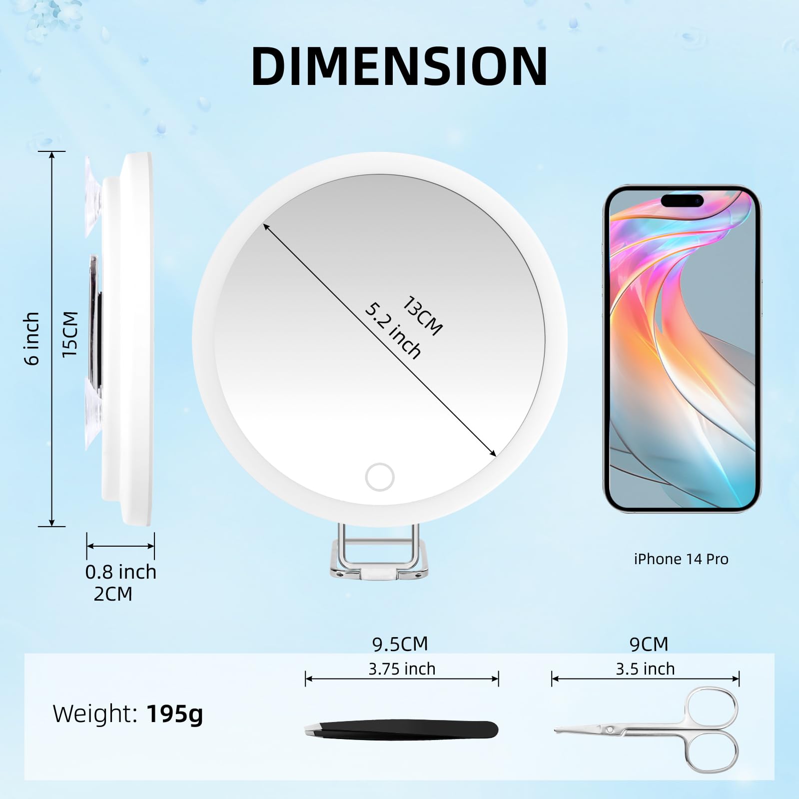 Magnifying Mirror With Light 30X, Large 6 Rechargeable 3 Colors Modes Dimming Lighted Makeup Mirror With 30X Magnification, Led