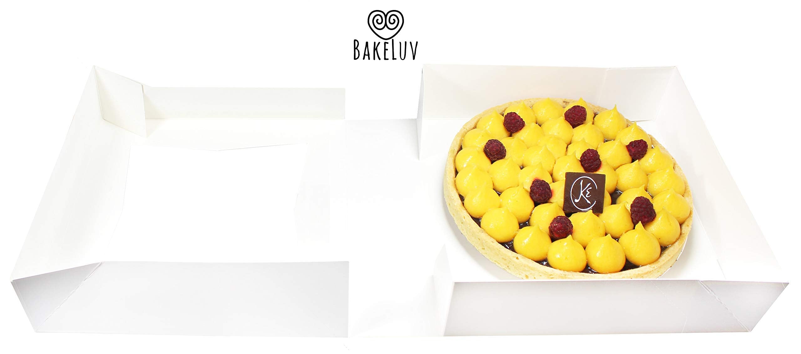Bakeluv 8X8X2.5 Bakery Boxes With Window | White, 25 Pcs | 8X8 Cookie Boxes 8X8 Cake Box, 8 Inch Bakery Boxes For Cinnamon Rolls