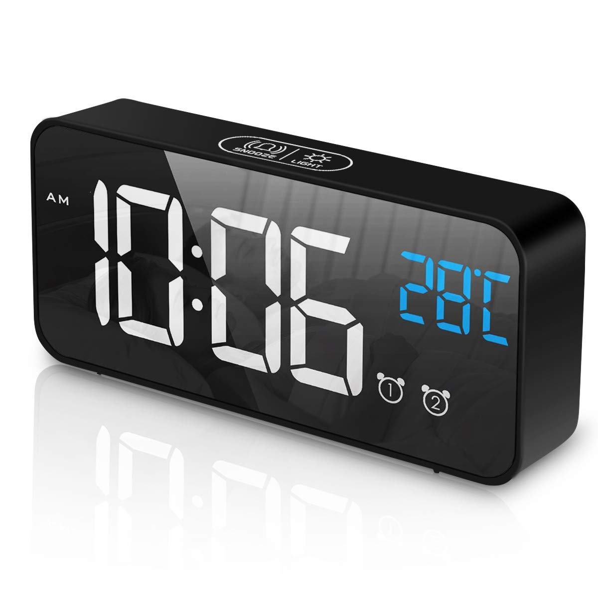 Latec Alarm Clocks, Large Led Digital Alarm Clock With Temperature, Snooze, Usb Charging And Dual Alarms Multi Ringtones For Bed