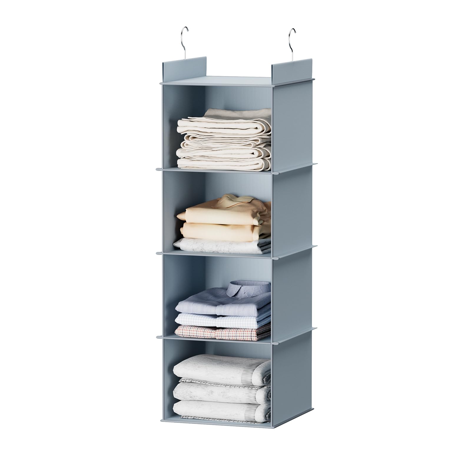 Youdenova Hanging Closet Organizer, 4-Shelf Closet Hanging Shelves, Grey