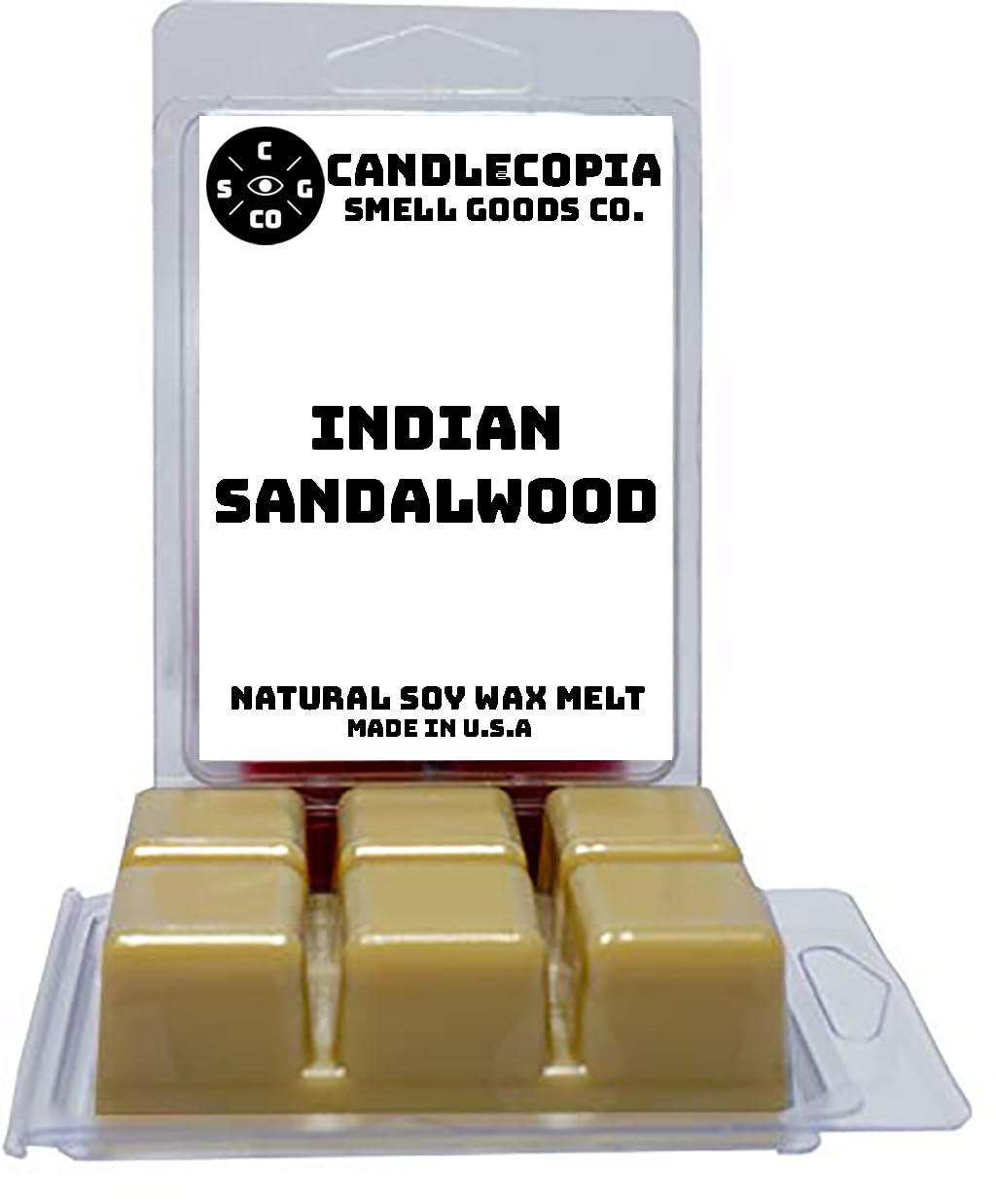 Candlecopia Indian Sandalwood Strongly Scented Hand Poured Vegan Wax Melts, 12 Scented Wax Cubes, 6.4 Ounces in 2 x 6-Packs