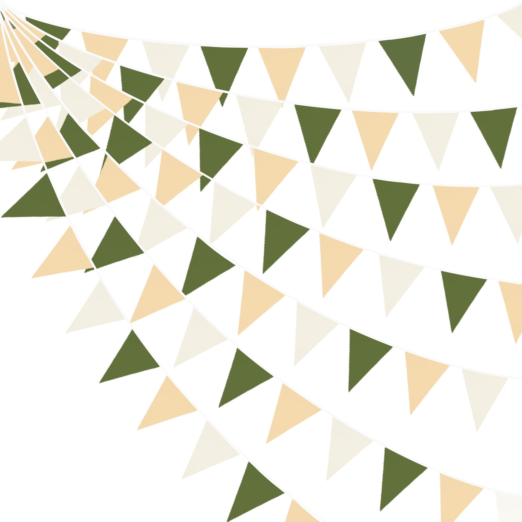 32Ft Sage Green Party Decorations Olive Green Tan Brown Cream Neutral Triangle Flag Fabric Banner Pennant Bunting Garland Stream