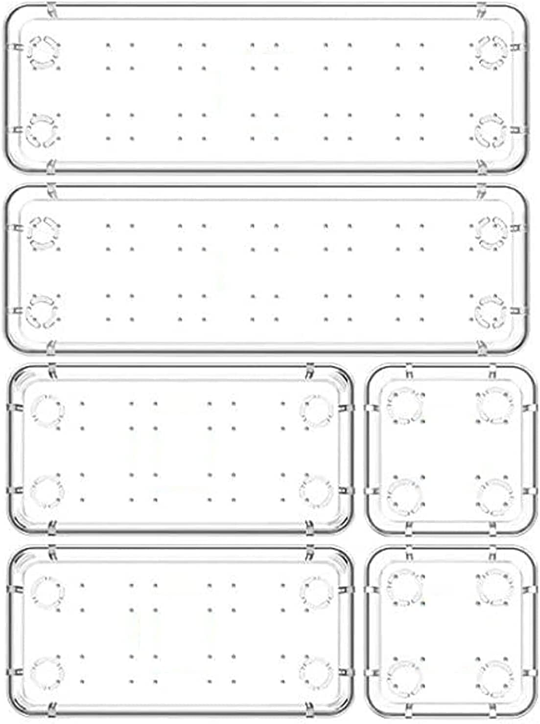 Blubasket Desk Drawer Organizers Trays Set Clear Plastic Storage Bins Bathroom Drawer Tray Dividers Vanity Trays Organizer For B