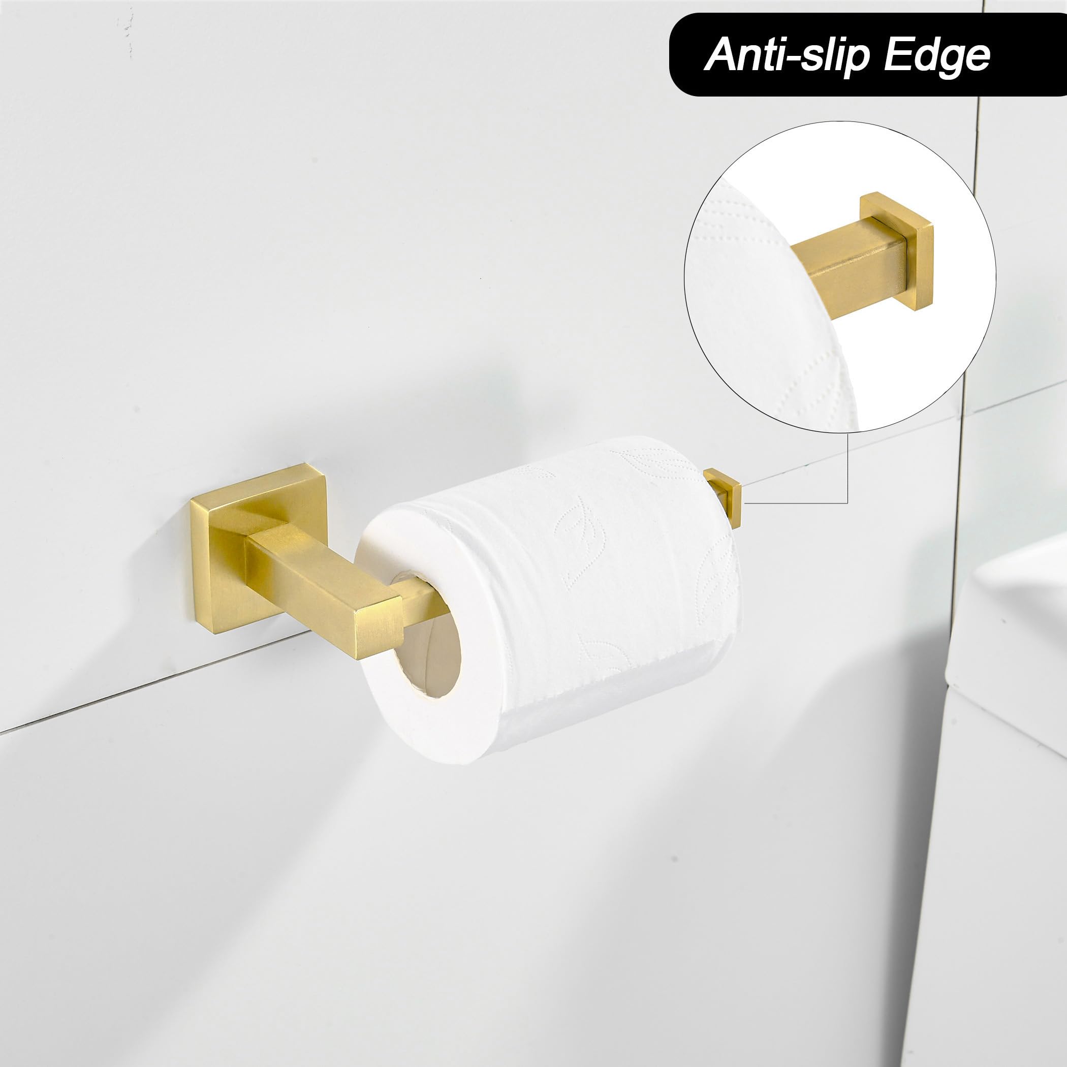 Leyden Gold Toilet Paper Holder Hand Towel Holder, Brushed Brass Toilet Roll Holder Towel Ring, Modern Bathroom Hardware Set Sta