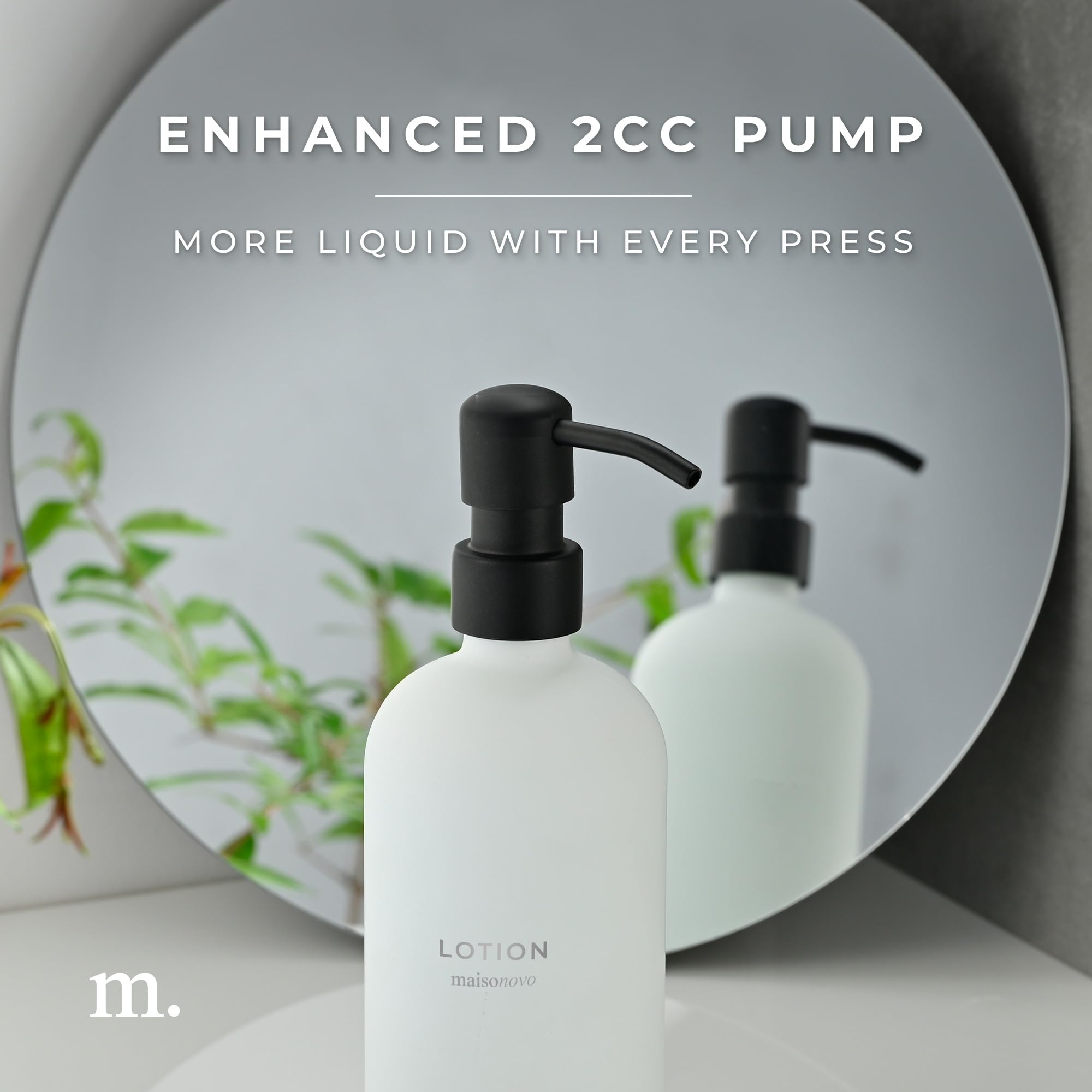 Maisonovo Hand Soap Dispenser For Bathroom | 16.9 Fl Oz White Glass Black Pump X 1