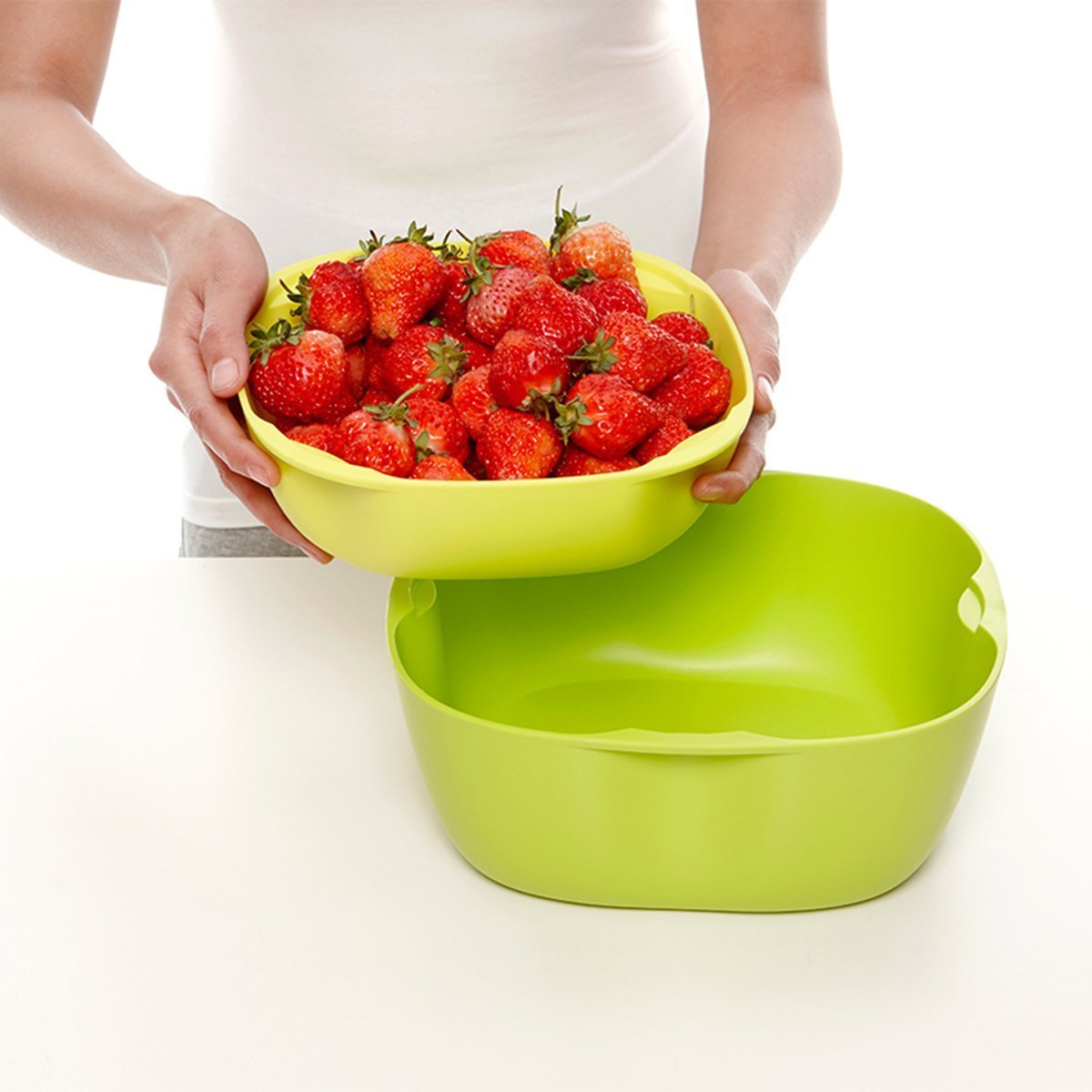 Home And Above Salad Bowl Set To Hold Fruits, Salads And More, Green/Yellow