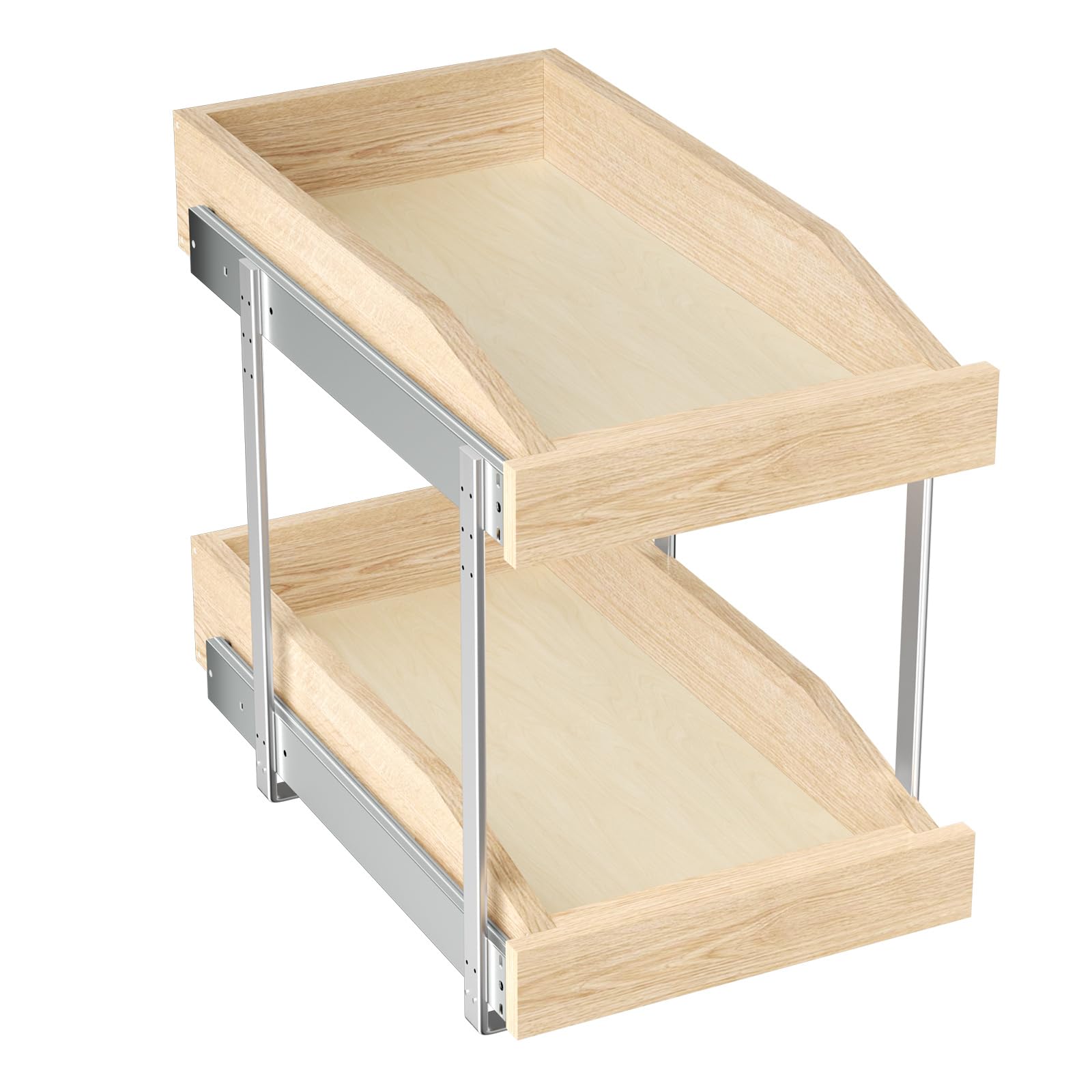 2 Tier Pull Out Cabinet Organizer, 10 W x 21 D Cabinet Pull Out Shelves